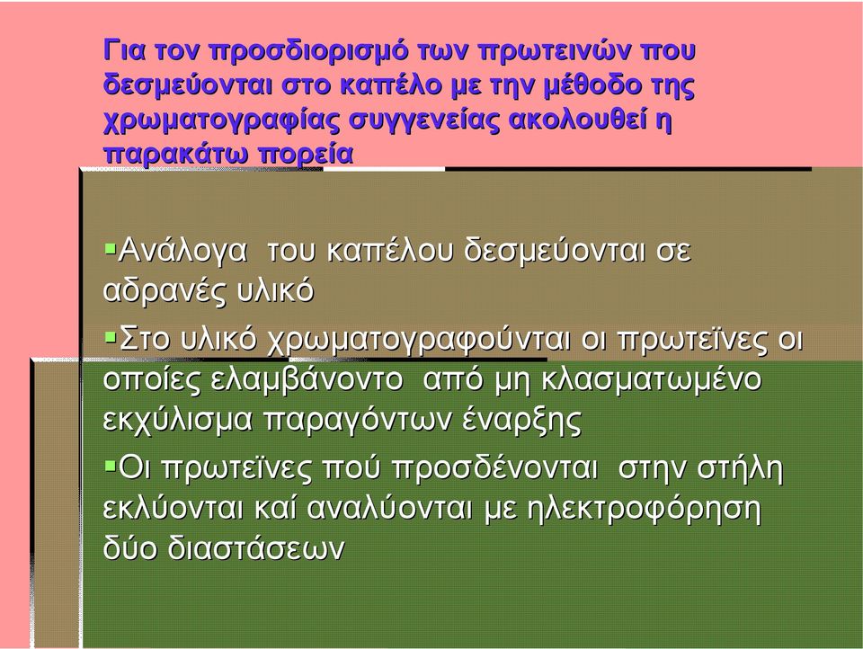 χρωματογραφούνται οι πρωτεϊνες οι οποίες ελαμβάνοντο από μη κλασματωμένο εκχύλισμα παραγόντων