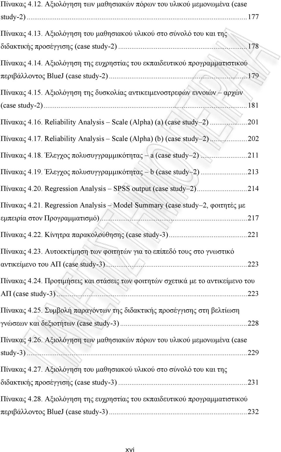 Αξιολόγηση της δυσκολίας αντικειμενοστρεφών εννοιών αρχών (case study-2)...181 Πίνακας 4.16. Reliability Analysis Scale (Alpha) (a) (case study 2)...201 Πίνακας 4.17.