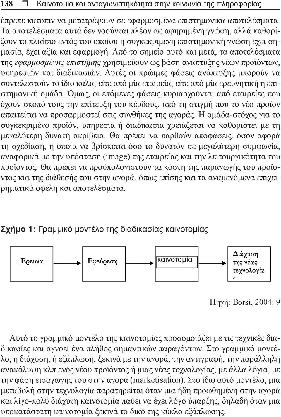 Από το σημείο αυτό και μετά, τα αποτελέσματα της εφαρμοσμένης επιστήμης χρησιμεύουν ως βάση ανάπτυξης νέων προϊόντων, υπηρεσιών και διαδικασιών.