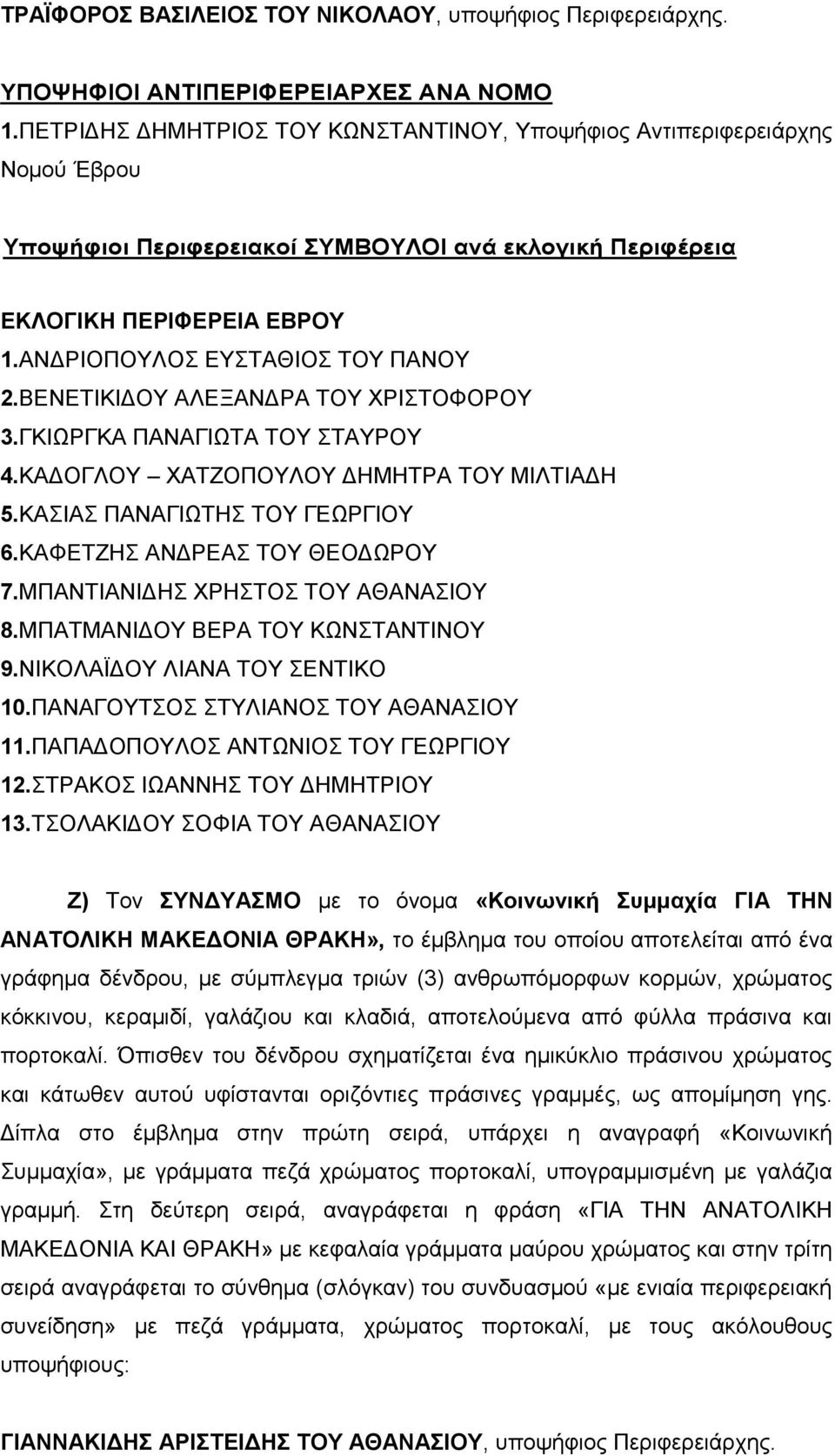 ΜΠΑΝΤΙΑΝΙΔΗΣ ΧΡΗΣΤΟΣ ΤΟΥ ΑΘΑΝΑΣΙΟΥ 8.ΜΠΑΤΜΑΝΙΔΟΥ ΒΕΡΑ ΤΟΥ ΚΩΝΣΤΑΝΤΙΝΟΥ 9.ΝΙΚΟΛΑΪΔΟΥ ΛΙΑΝΑ ΤΟΥ ΣΕΝΤΙΚΟ 10.ΠΑΝΑΓΟΥΤΣΟΣ ΣΤΥΛΙΑΝΟΣ ΤΟΥ ΑΘΑΝΑΣΙΟΥ 11.ΠΑΠΑΔΟΠΟΥΛΟΣ ΑΝΤΩΝΙΟΣ ΤΟΥ ΓΕΩΡΓΙΟΥ 12.