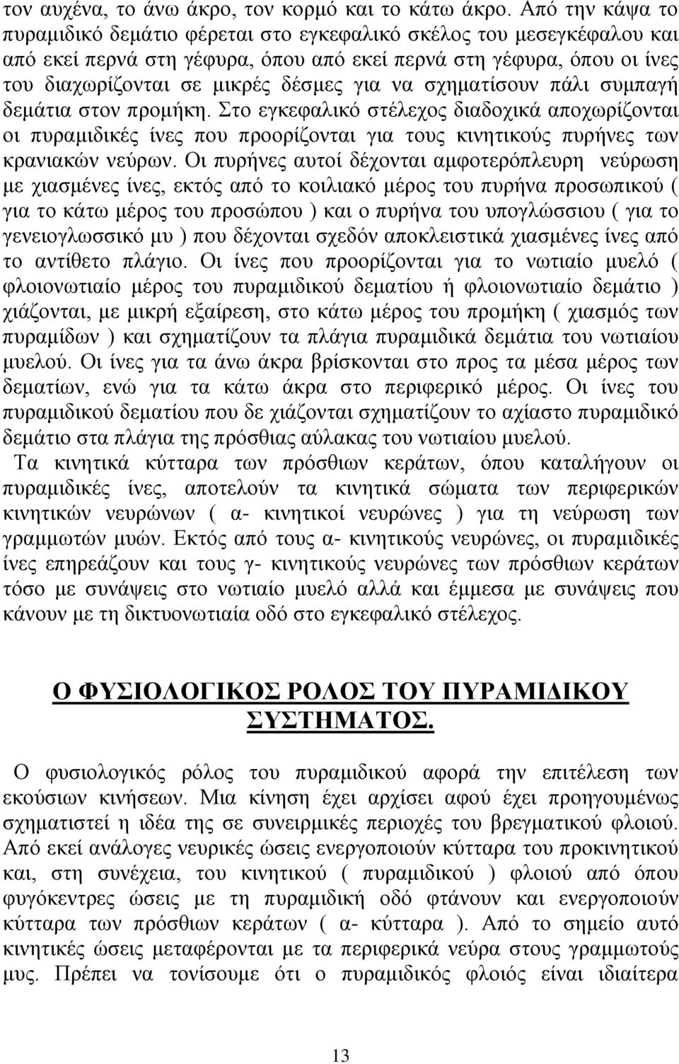 ζρεκαηίζνπλ πάιη ζπκπαγή δεκάηηα ζηνλ πξνκήθε. ην εγθεθαιηθφ ζηέιερνο δηαδνρηθά απνρσξίδνληαη νη ππξακηδηθέο ίλεο πνπ πξννξίδνληαη γηα ηνπο θηλεηηθνχο ππξήλεο ησλ θξαληαθψλ λεχξσλ.