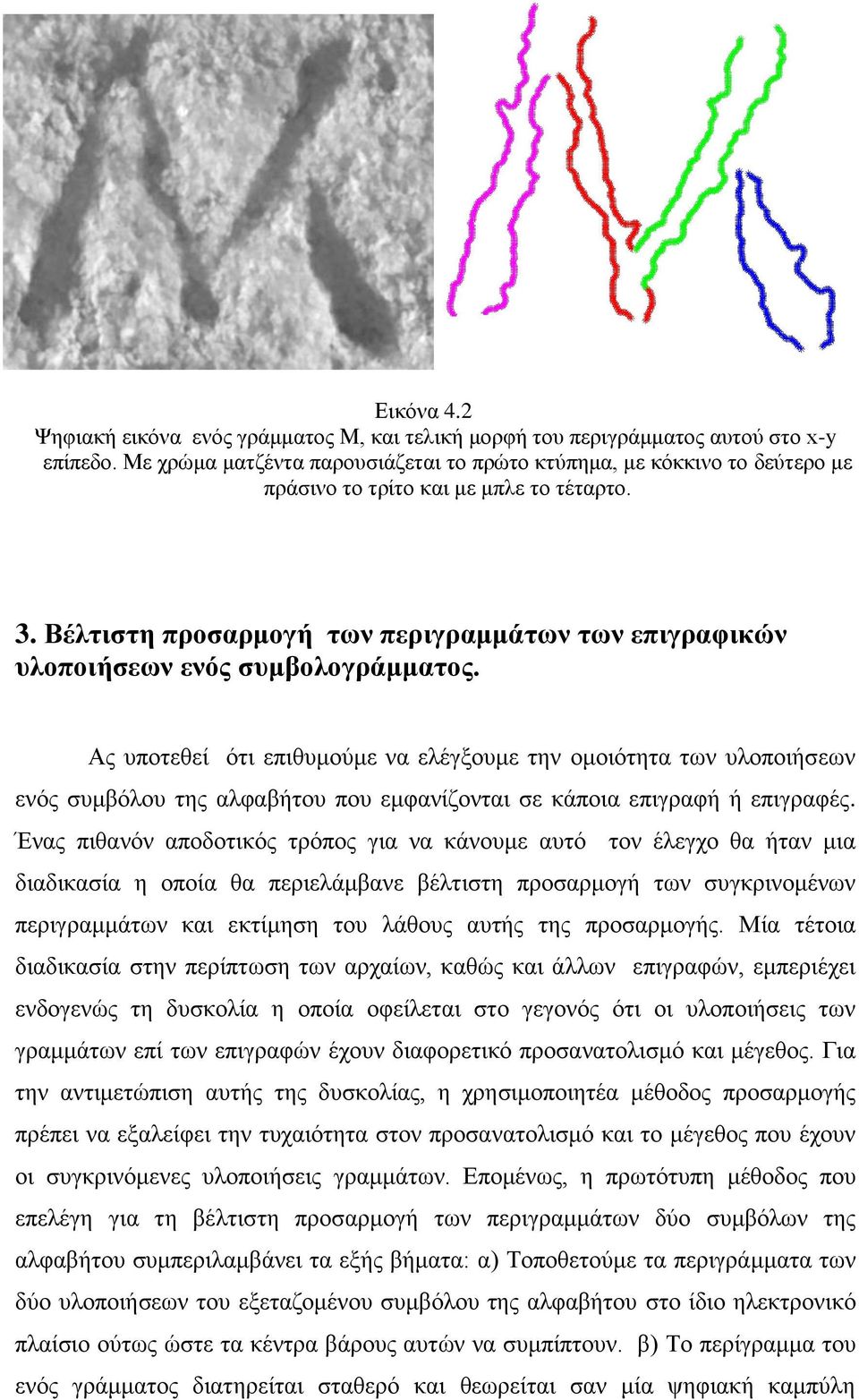 Βέλτιστη προσαρμογή των περιγραμμάτων των επιγραφικών υλοποιήσεων ενός συμβολογράμματος.