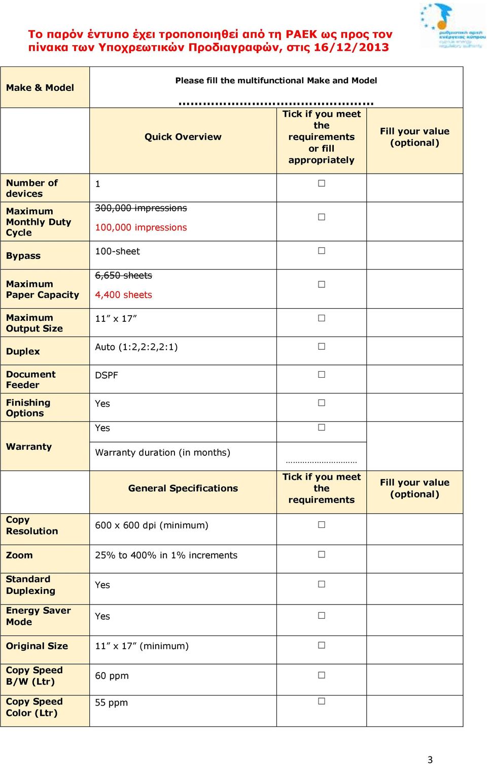 Finishing Options Warranty Auto (1:2,2:2,2:1) DSPF Yes Yes Warranty duration (in months) General Specifications Copy Resolution 600 x 600 dpi (minimum)