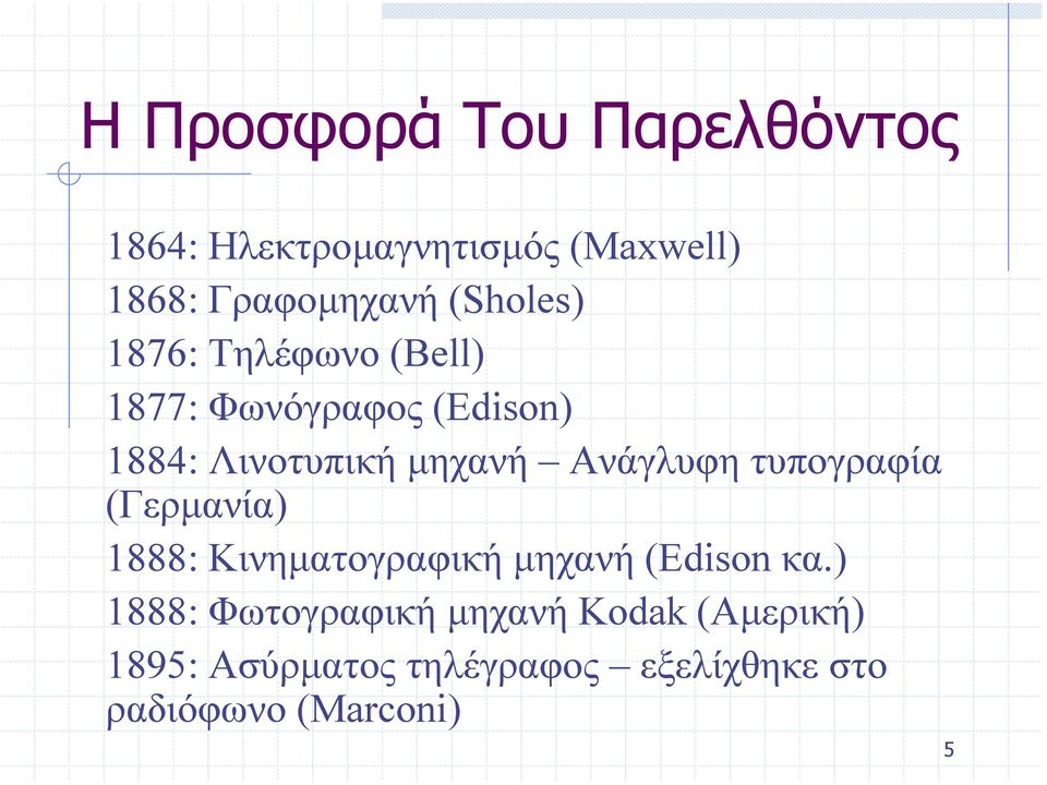 Ανάγλυφη τυπογραφία (Γερµανία) 1888: Κινηµατογραφική µηχανή (Edison κα.