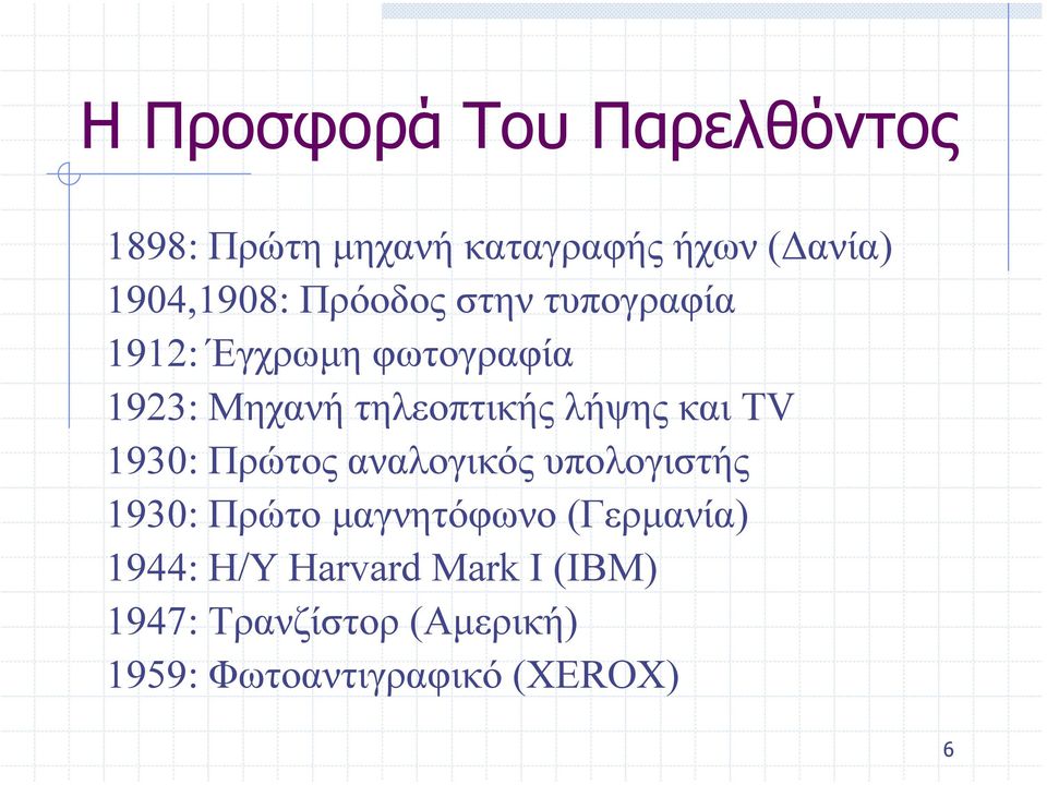 και TV 1930: Πρώτος αναλογικός υπολογιστής 1930: Πρώτο µαγνητόφωνο (Γερµανία)