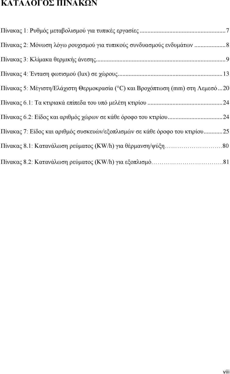 .. 13 Πίλαθαο 5: Μέγηζηε/Διάρηζηε Θεξκνθξαζία ( C) θαη Βξνρφπησζε (mm) ζηε Λεκεζφ... 20 Πίλαθαο 6.1: Σα θηηξηαθά επίπεδα ηνπ ππφ κειέηε θηηξίνπ... 24 Πίλαθαο 6.