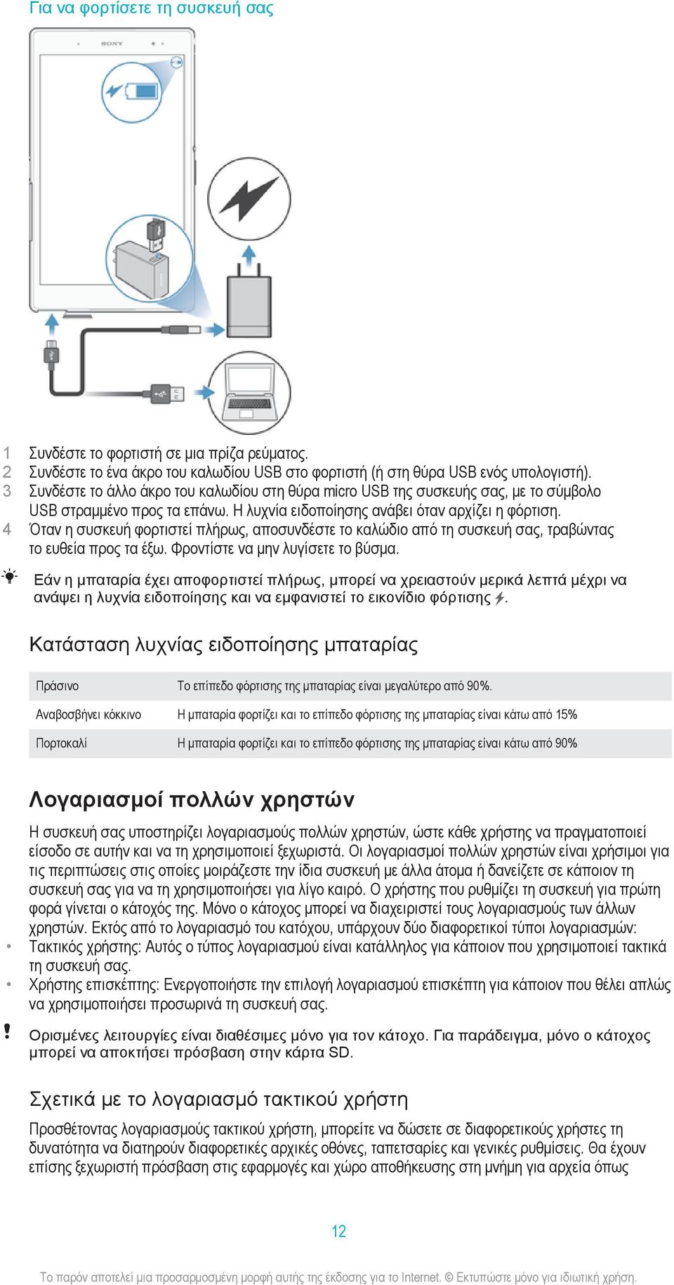 4 Όταν η συσκευή φορτιστεί πλήρως, αποσυνδέστε το καλώδιο από τη συσκευή σας, τραβώντας το ευθεία προς τα έξω. Φροντίστε να μην λυγίσετε το βύσμα.