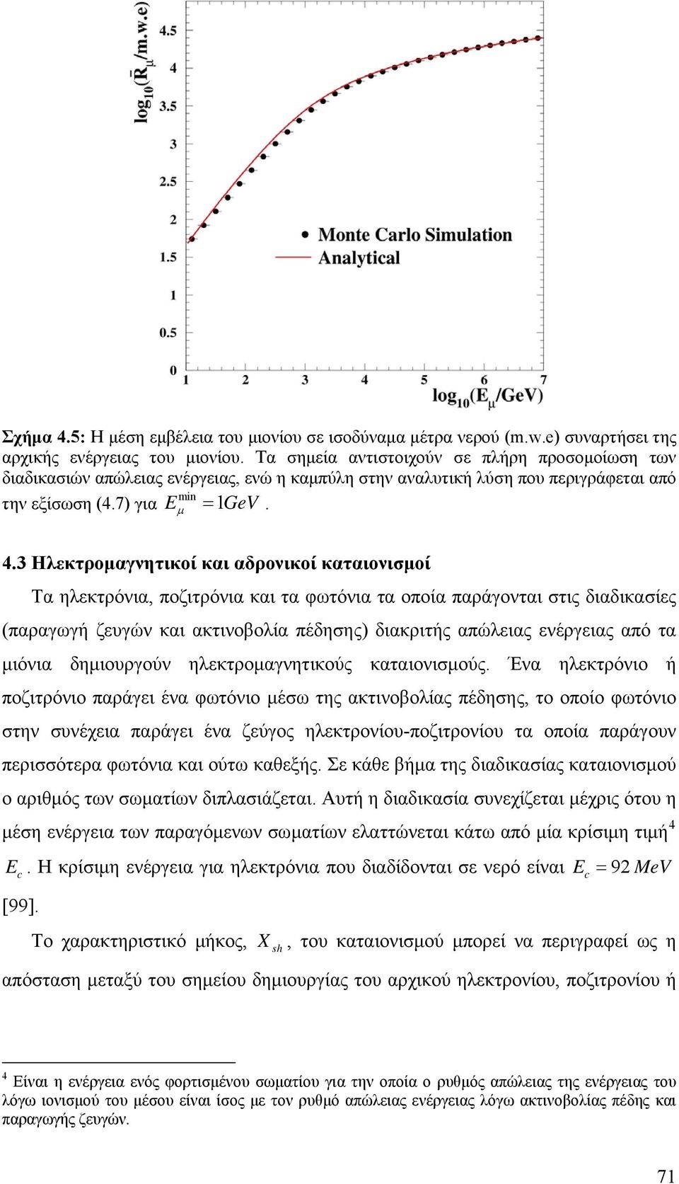 3 Ηλεκτροαγνητικοί και αδρονικοί καταιονισοί Τα ηλεκτρόνια, ποζιτρόνια και τα φωτόνια τα οποία παράγονται στις διαδικασίες (παραγωγή ζευγών και ακτινοβολία πέδησης) διακριτής απώλειας ενέργειας από