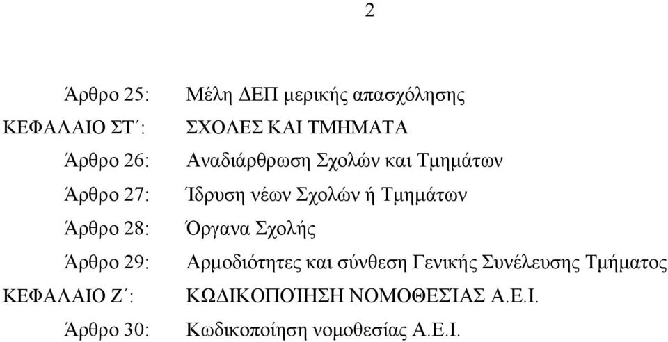 Τμημάτων Ίδρυση νέων Σχολών ή Τμημάτων Όργανα Σχολής Αρμοδιότητες και σύνθεση