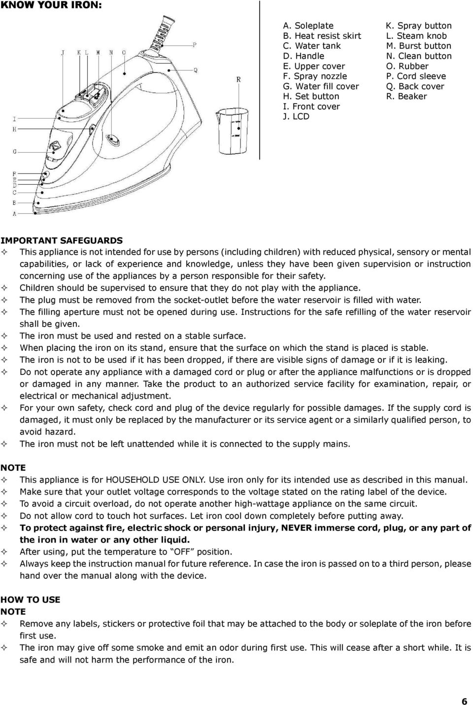 LCD IMPORTANT SAFEGUARDS This appliance is not intended for use by persons (including children) with reduced physical, sensory or mental capabilities, or lack of experience and knowledge, unless they