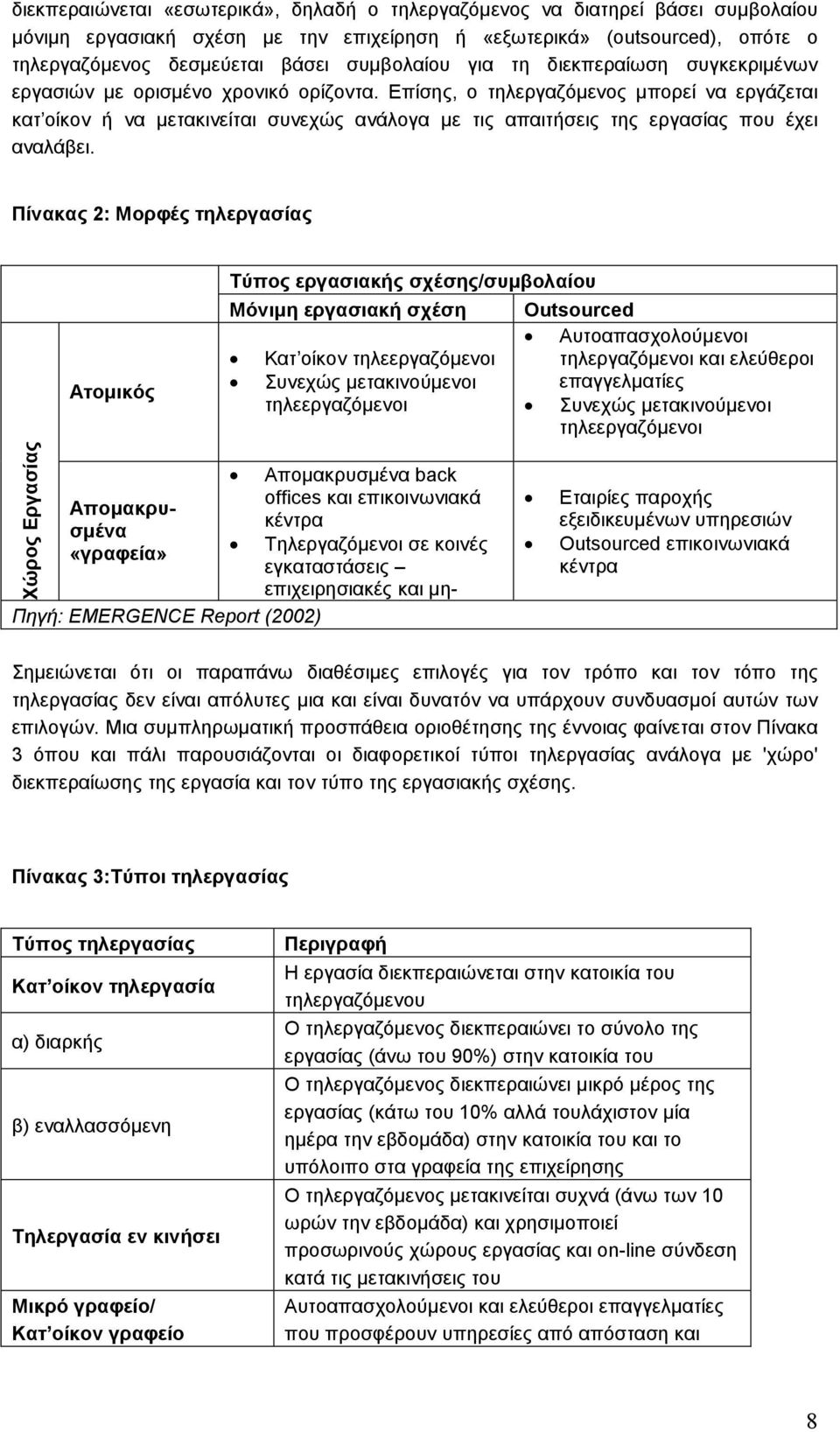 Επίσης, ο τηλεργαζόµενος µπορεί να εργάζεται κατ οίκον ή να µετακινείται συνεχώς ανάλογα µε τις απαιτήσεις της εργασίας που έχει αναλάβει.