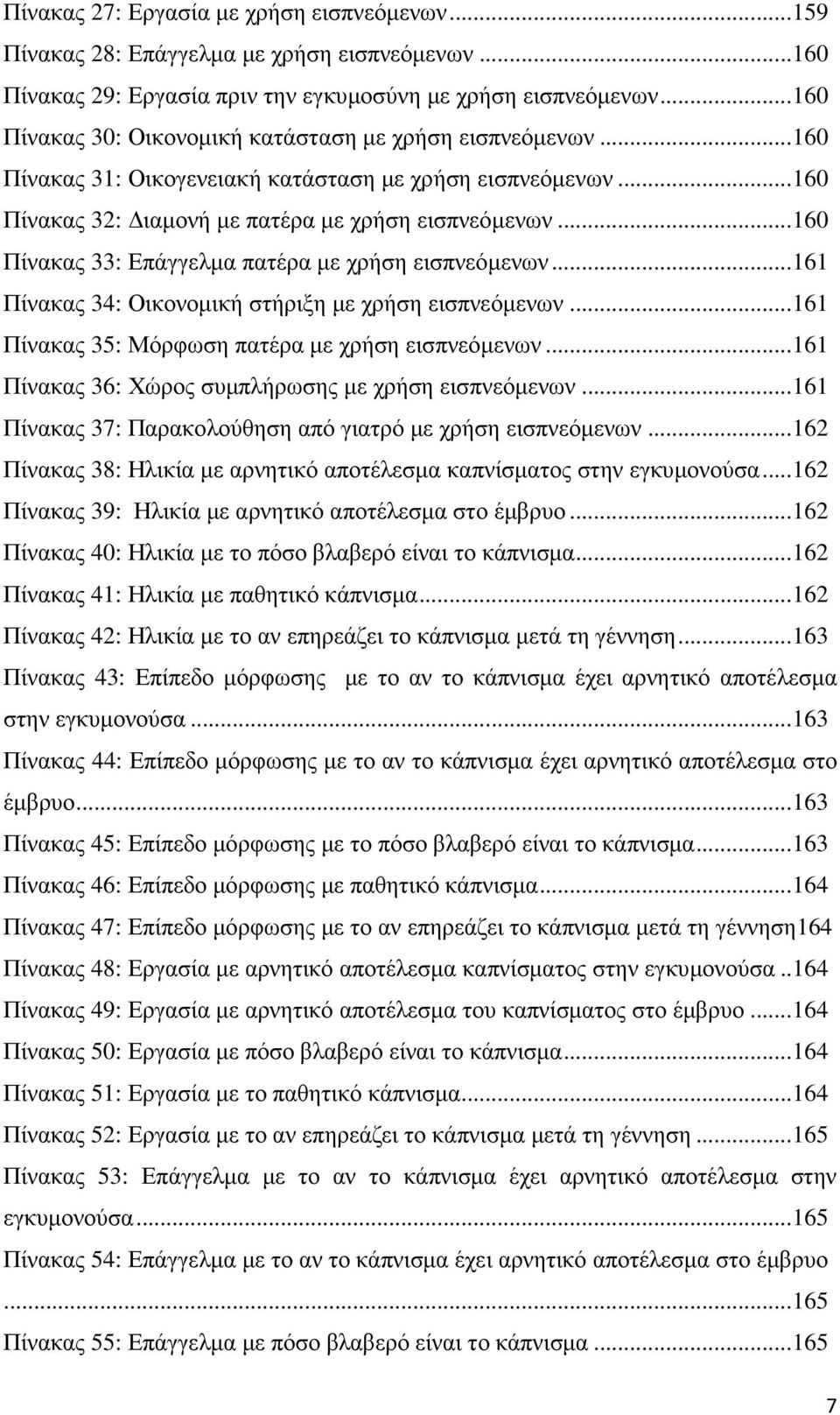 .. 160 Πίνακας 33: Επάγγελµα πατέρα µε χρήση εισπνεόµενων... 161 Πίνακας 34: Οικονοµική στήριξη µε χρήση εισπνεόµενων... 161 Πίνακας 35: Μόρφωση πατέρα µε χρήση εισπνεόµενων.