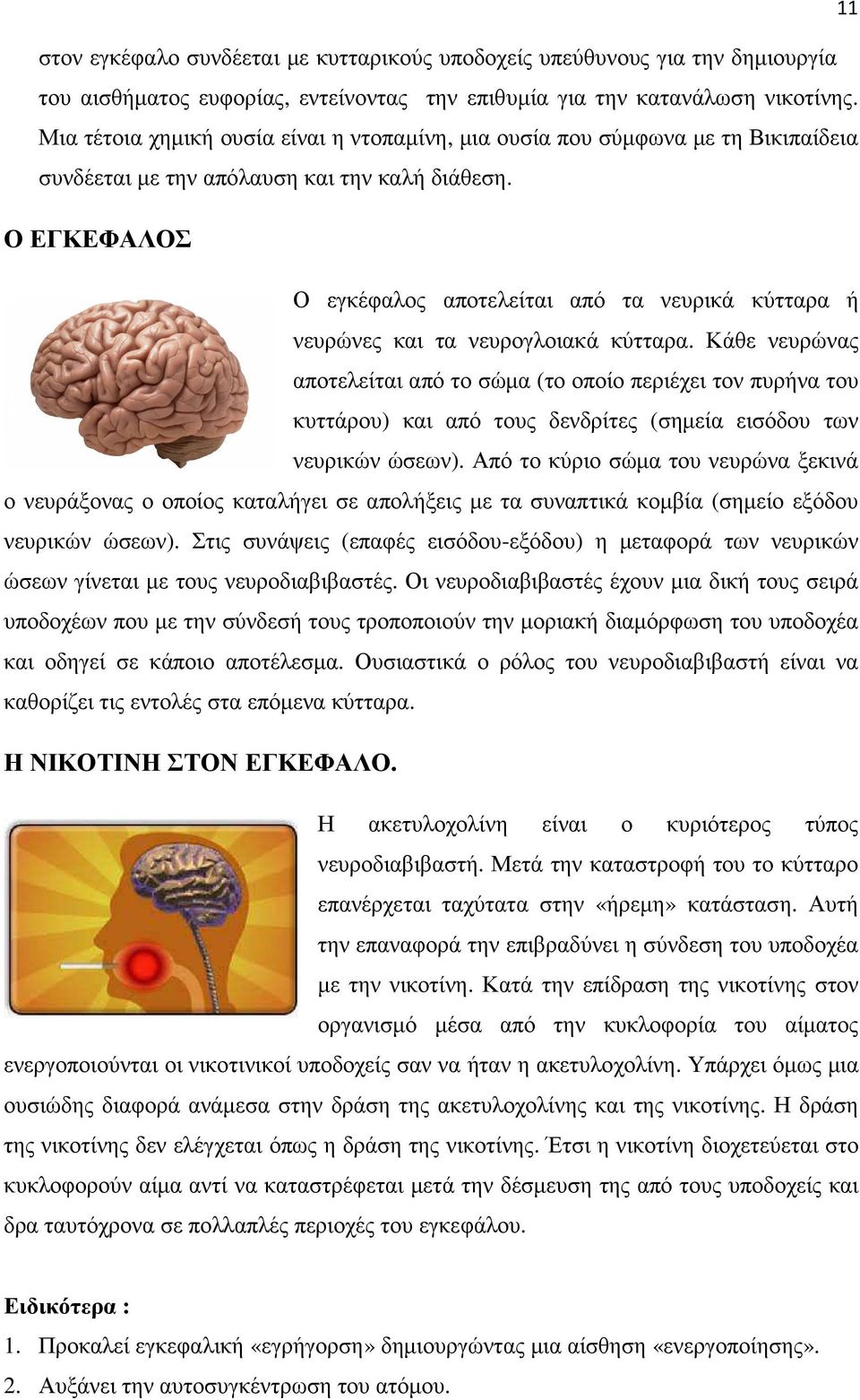 Ο ΕΓΚΕΦΑΛΟΣ Ο εγκέφαλος αποτελείται από τα νευρικά κύτταρα ή νευρώνες και τα νευρογλοιακά κύτταρα.