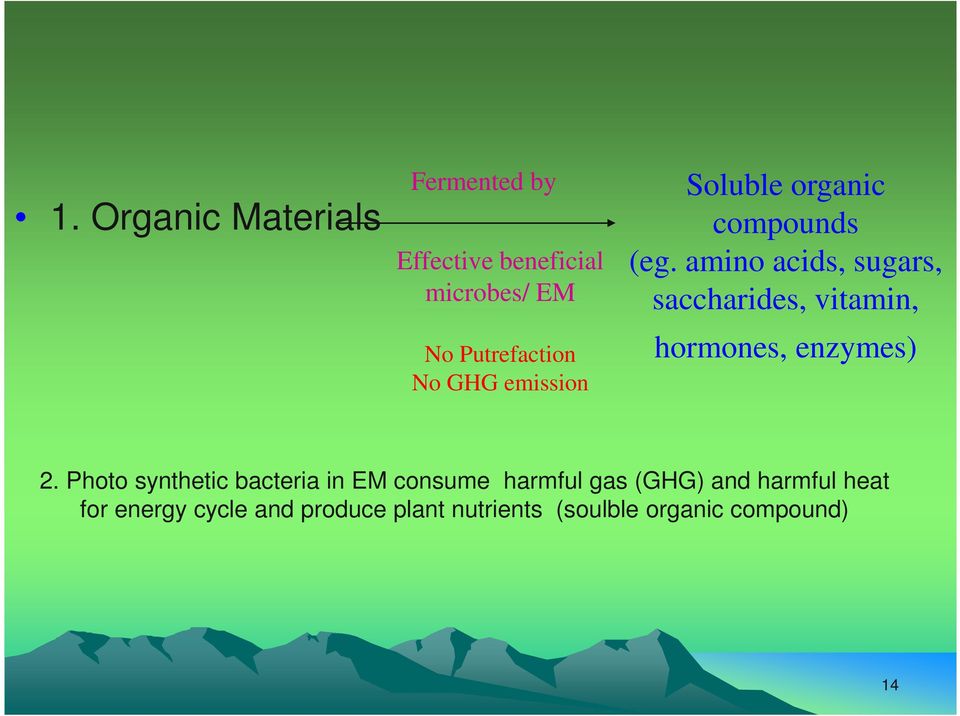 amino acids, sugars, saccharides, vitamin, hormones, enzymes) 2.