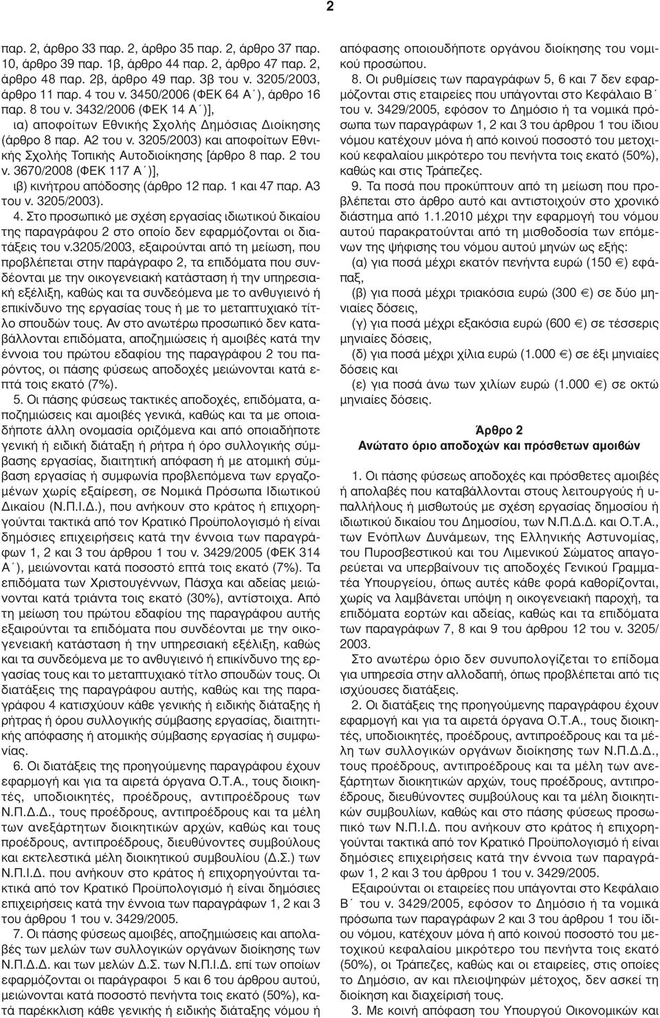 3205/2003) και αποφοίτων Εθνικής Σχολής Τοπικής Αυτοδιοίκησης [άρθρο 8 παρ. 2 του ν. 3670/2008 (ΦΕΚ 117 Α )], ιβ) κινήτρου απόδοσης (άρθρο 12 παρ. 1 και 47