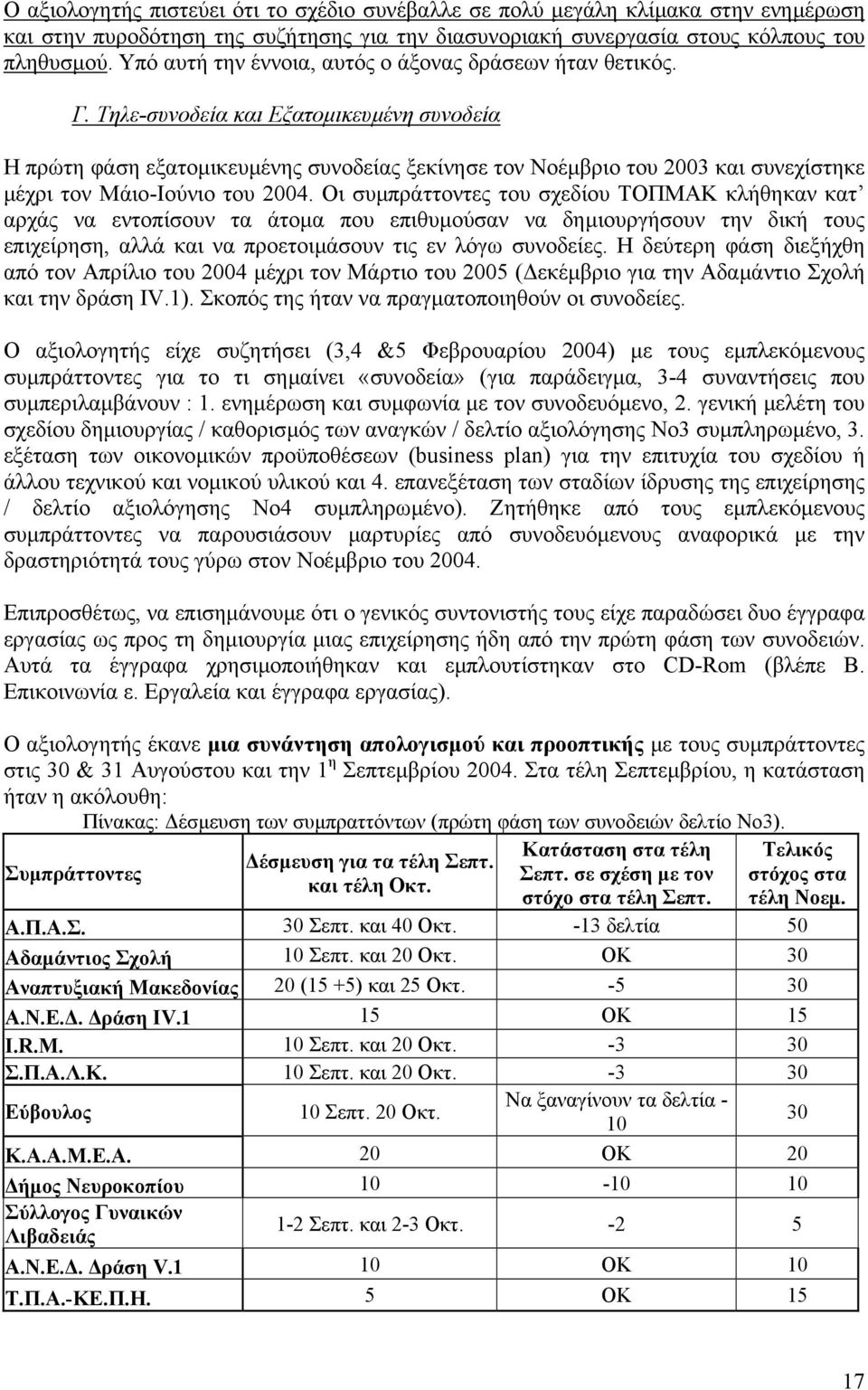 Τηλε-συνοδεία και Εξατοµικευµένη συνοδεία Η πρώτη φάση εξατοµικευµένης συνοδείας ξεκίνησε τον Νοέµβριο του 2003 και συνεχίστηκε µέχρι τον Μάιο-Ιούνιο του 2004.