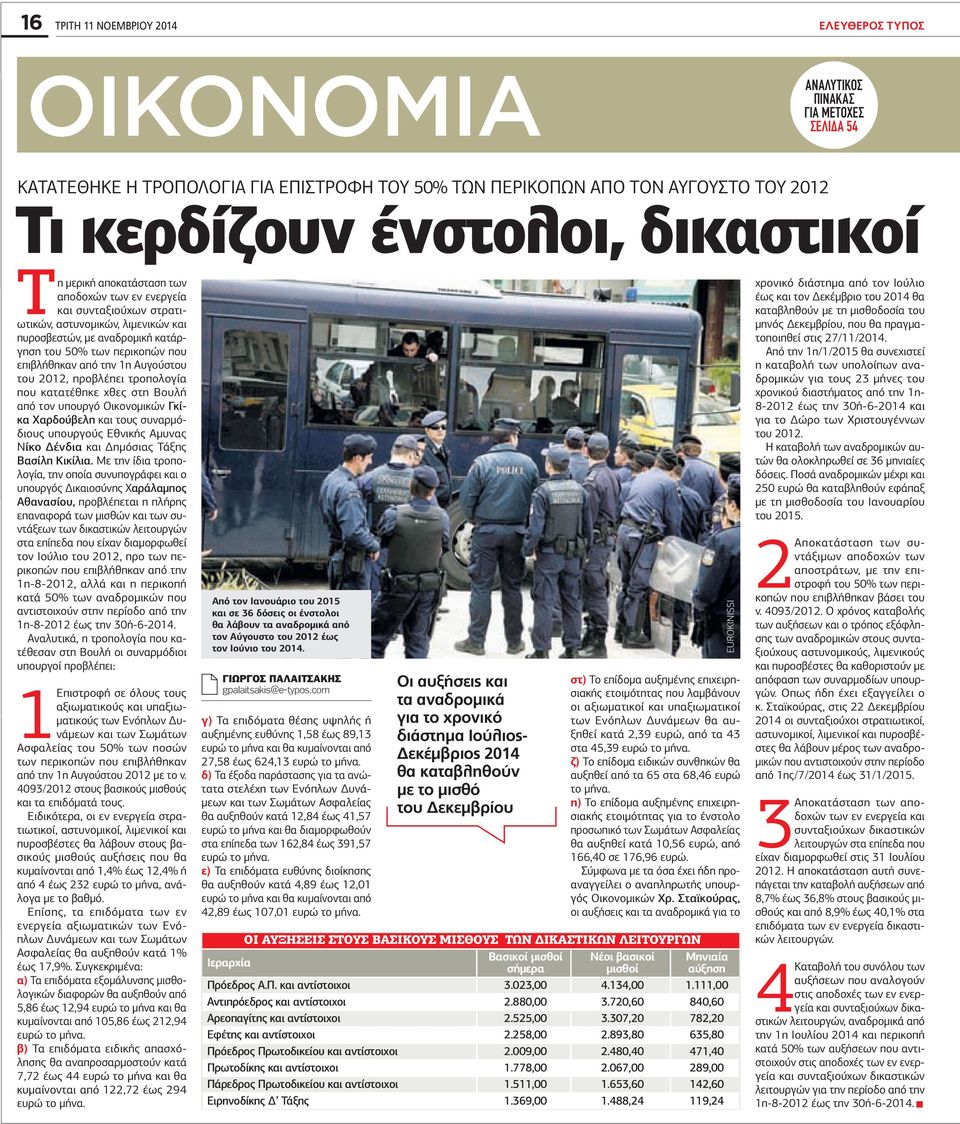 επιβλήθηκαν από την 1η Αυγούστου του 2012, προβλέπει τροπολογία που κατατέθηκε χθες στη Βουλή από τον υπουργό Οικονομικών Γκίκα Χαρδούβελη και τους συναρμόδιους υπουργούς Εθνικής Αμυνας Νίκο Δένδια