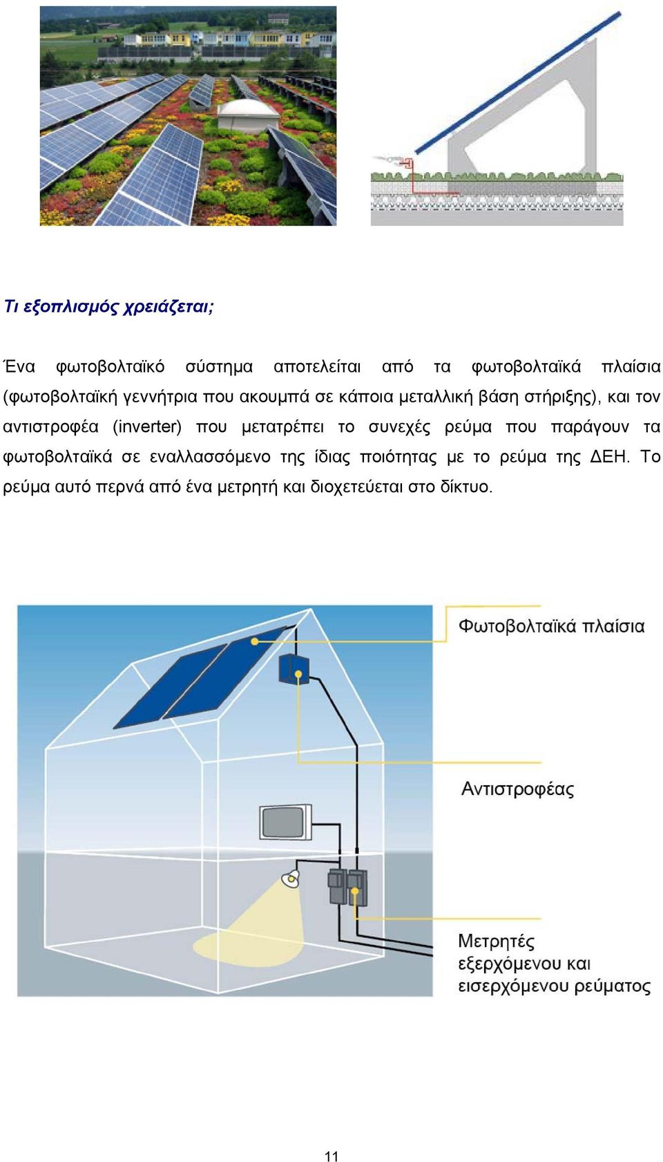 (inverter) που μετατρέπει το συνεχές ρεύμα που παράγουν τα φωτοβολταϊκά σε εναλλασσόμενο της