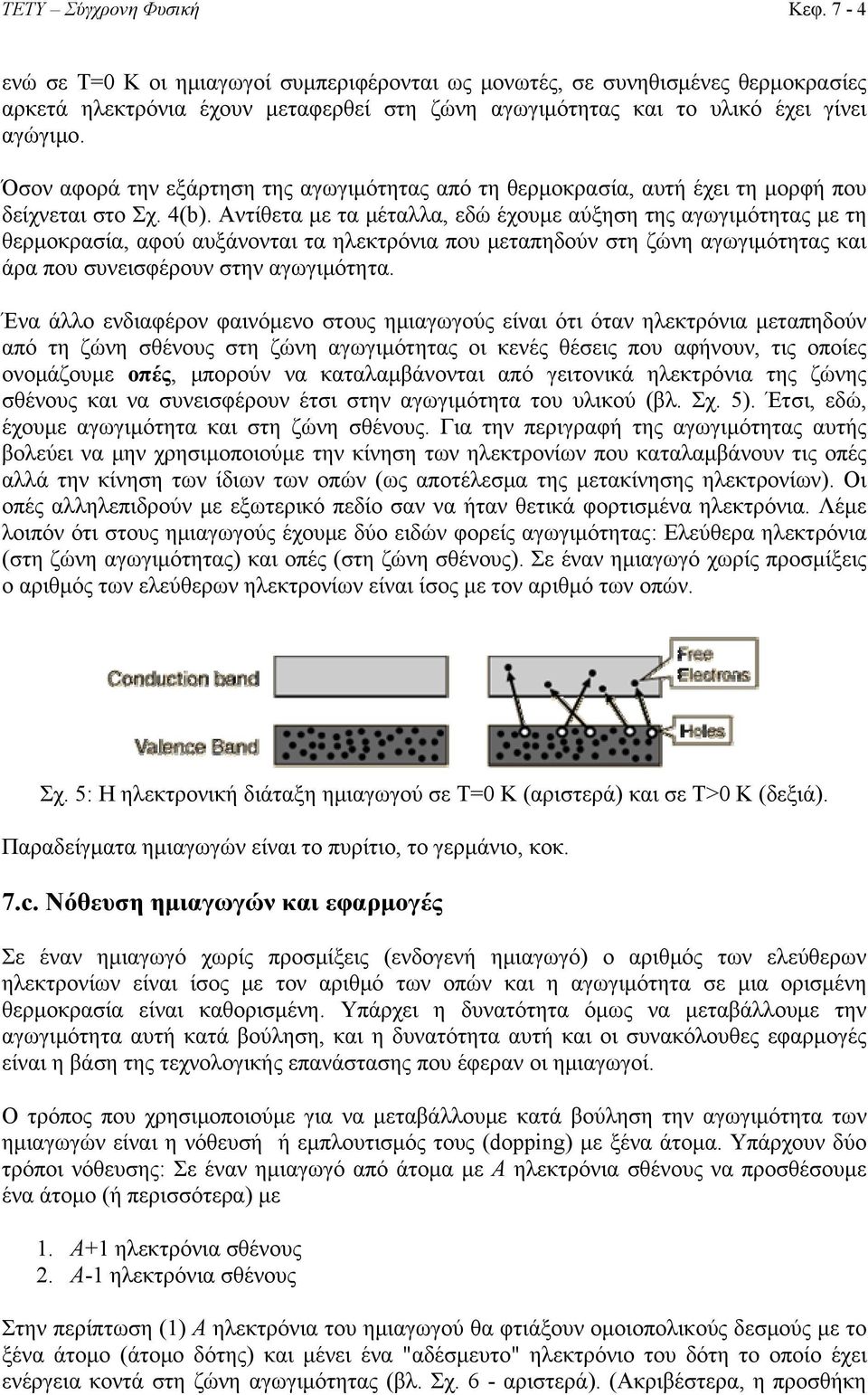 Όσον αφορά την εξάρτηση της αγωγιμότητας από τη θερμοκρασία, αυτή έχει τη μορφή που δείχνεται στο Σχ. 4(b).