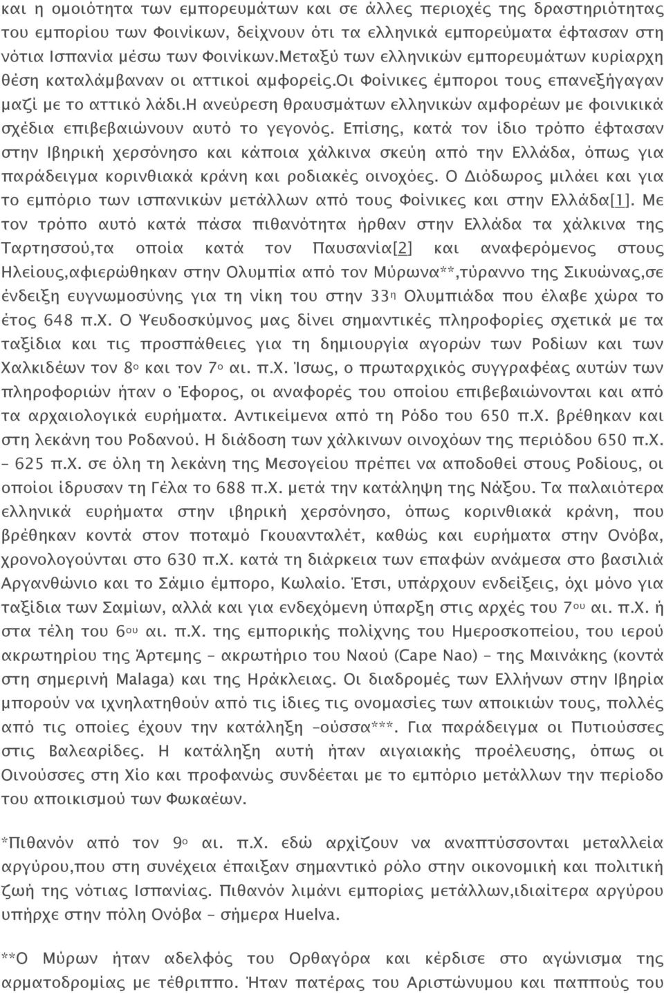 η ανεύρεση θραυσμάτων ελληνικών αμφορέων με φοινικικά σχέδια επιβεβαιώνουν αυτό το γεγονός.