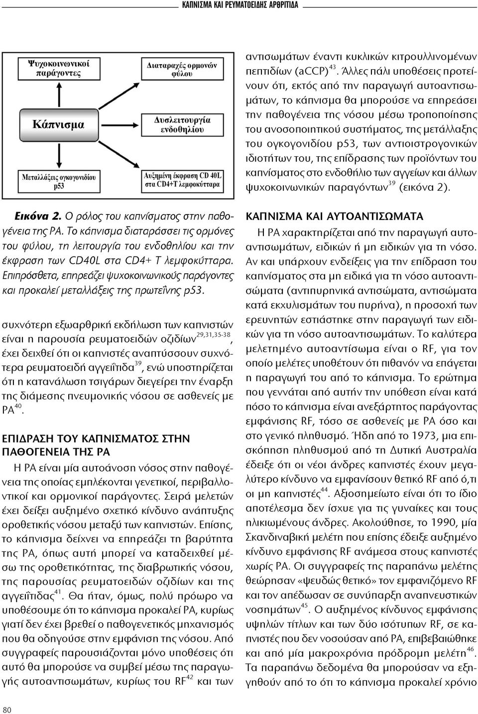 Άλλες πάλι υποθέσεις προτείνουν ότι, εκτός από την παραγωγή αυτοαντισωμάτων, το κάπνισμα θα μπορούσε να επηρεάσει την παθογένεια της νόσου μέσω τροποποίησης του ανοσοποιητικού συστήματος, της