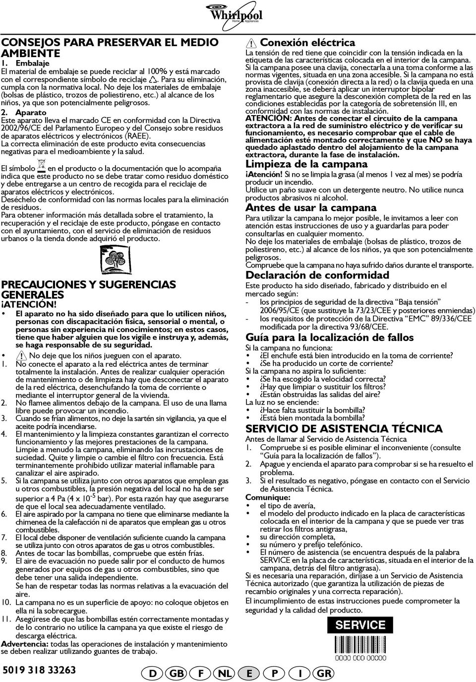 2. Aparato Este aparato lleva el marcado CE en conformidad con la irectiva 2002/96/CE del Parlamento Europeo y del Consejo sobre residuos de aparatos eléctricos y electrónicos (RAEE).