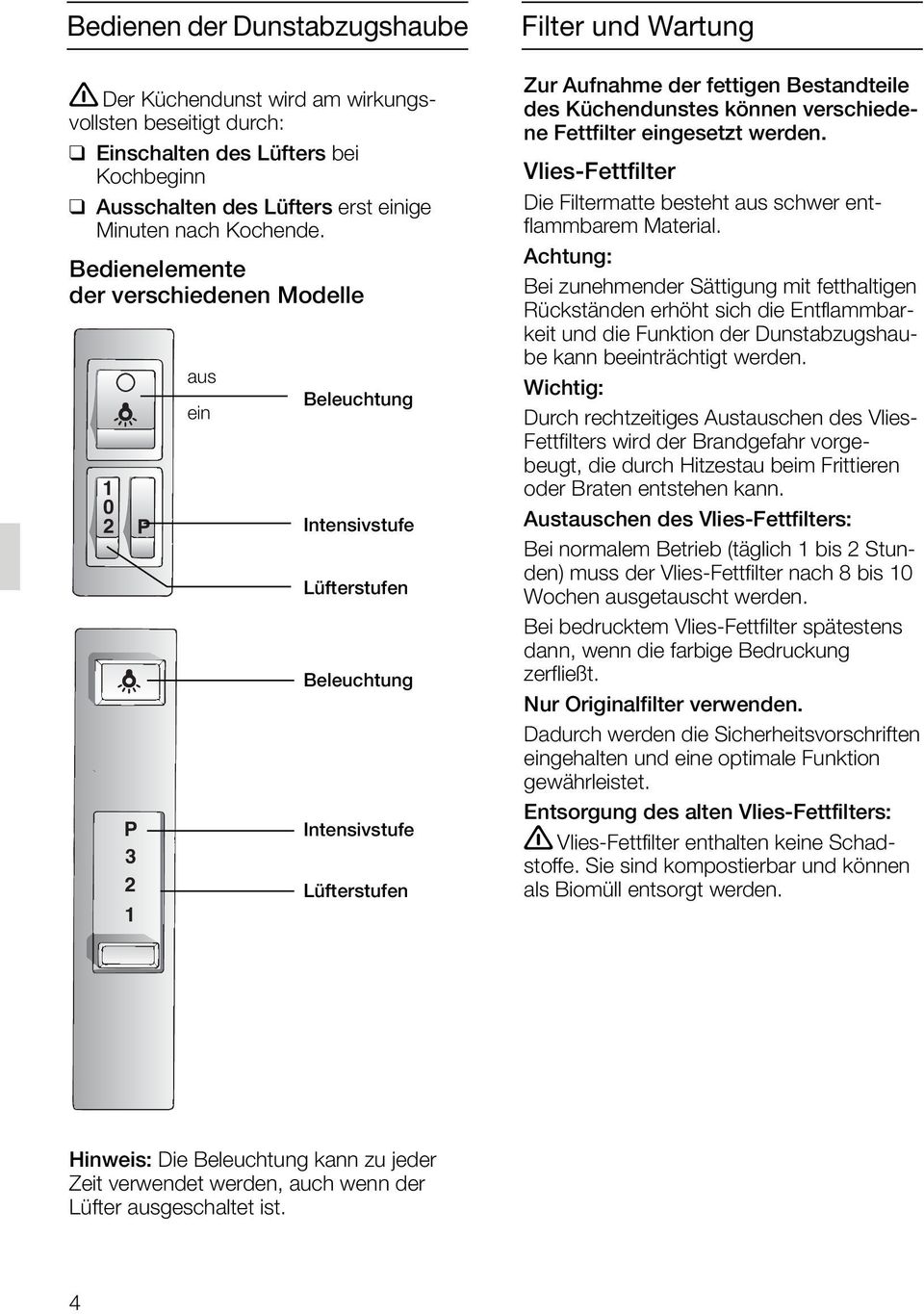 Bestandteile des Küchendunstes können verschiedene Fettfilter eingesetzt werden. Vlies-Fettfilter Die Filtermatte besteht aus schwer entflammbarem Material.