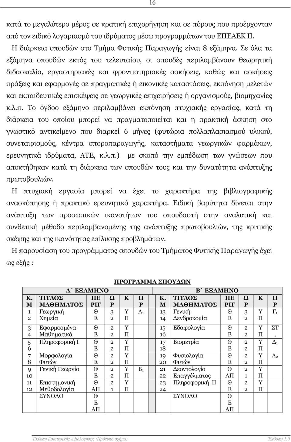 Σε όλα τα εξάμηνα σπουδών εκτός του τελευταίου, οι σπουδές περιλαμβάνουν θεωρητική διδασκαλία, εργαστηριακές και φροντιστηριακές ασκήσεις, καθώς και ασκήσεις πράξεις και εφαρμογές σε πραγματικές ή