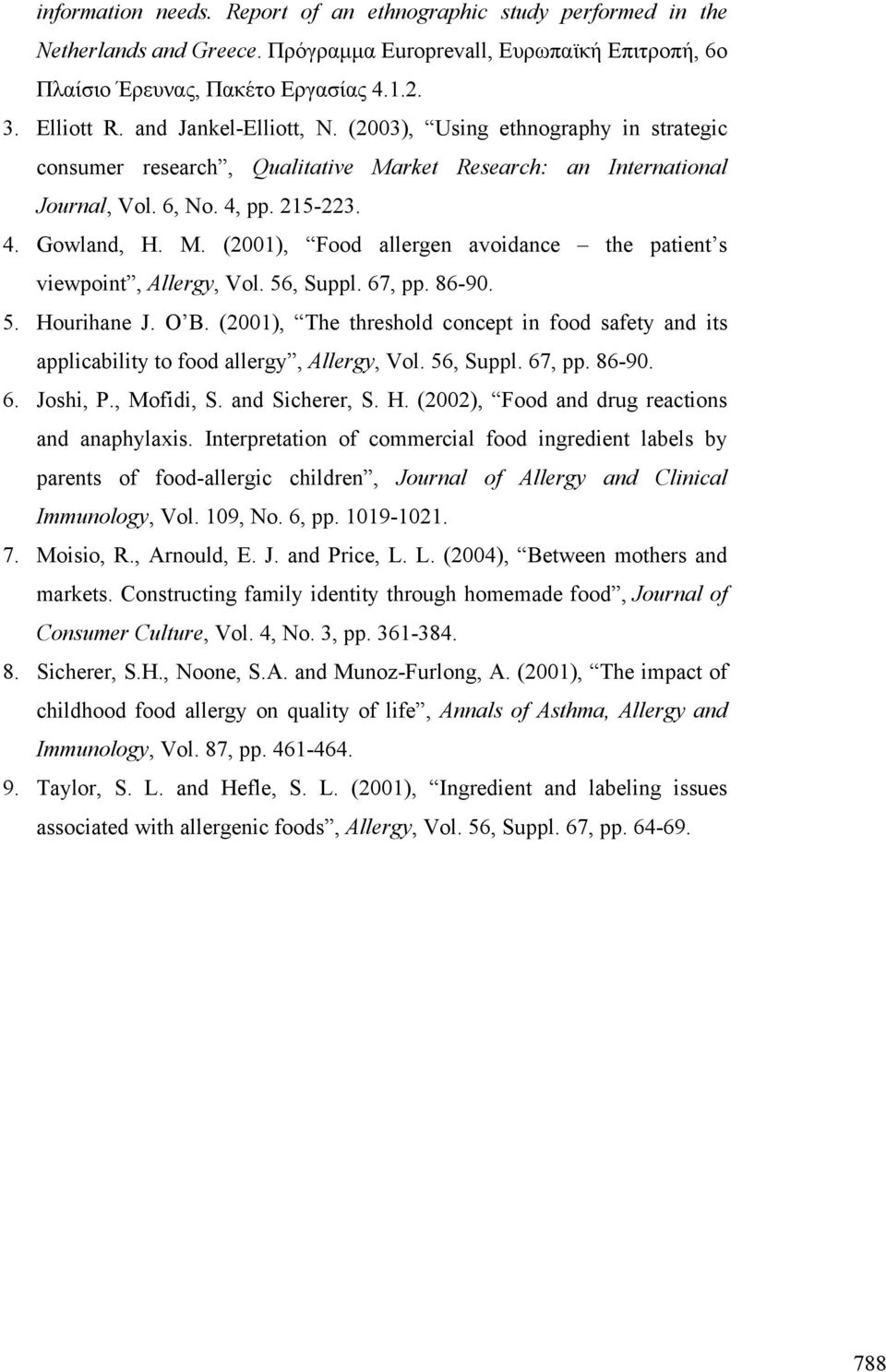 56, Suppl. 67, pp. 86-90. 5. Hourihane J. O B. (2001), The threshold concept in food safety and its applicability to food allergy, Allergy, Vol. 56, Suppl. 67, pp. 86-90. 6. Joshi, P., Mofidi, S.