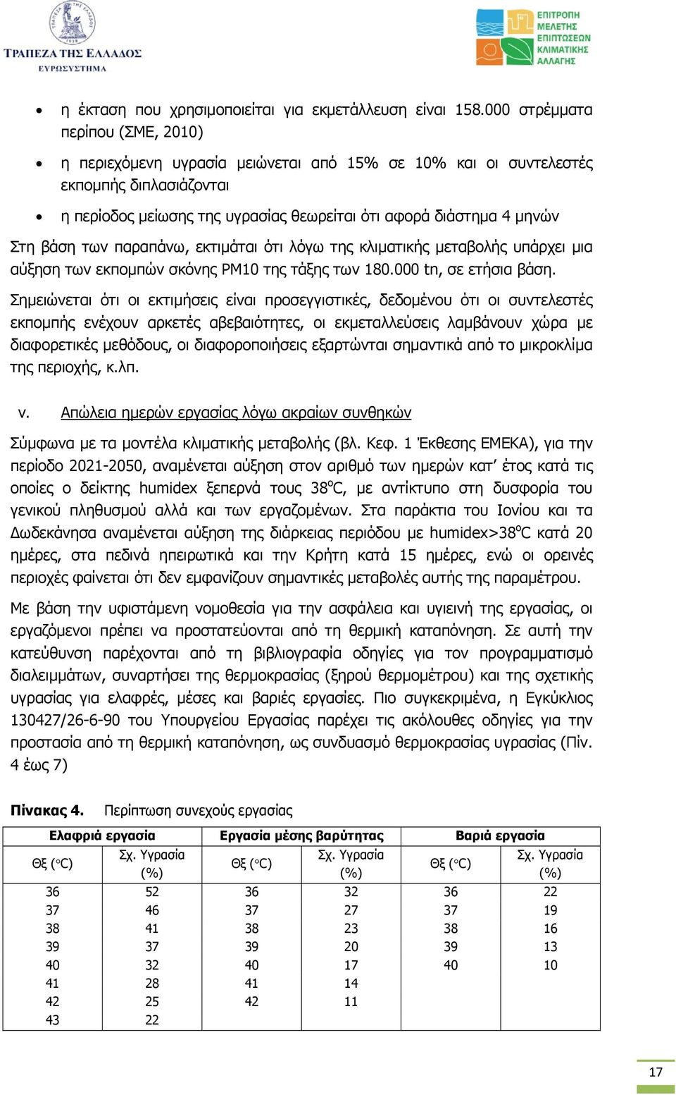 βάση των παραπάνω, εκτιµάται ότι λόγω της κλιµατικής µεταβολής υπάρχει µια αύξηση των εκποµπών σκόνης ΡΜ10 της τάξης των 180.000 tn, σε ετήσια βάση.