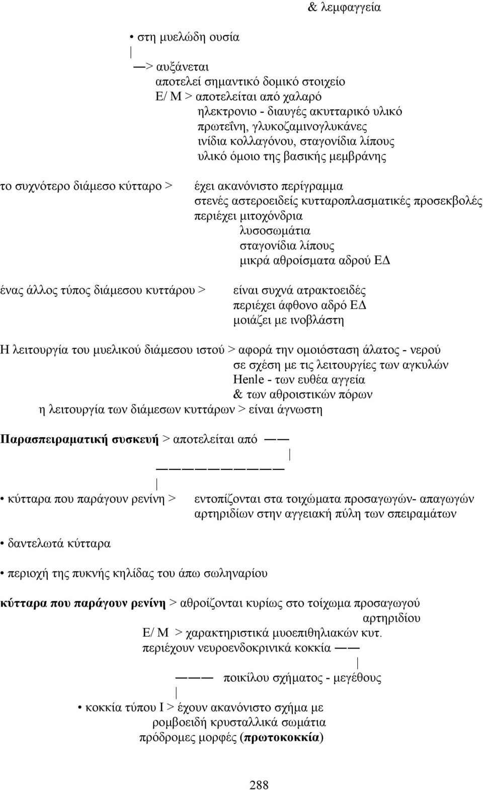 σταγονίδια λίπους µικρά αθροίσµατα αδρού E ένας άλλος τύπος διάµεσου κυττάρου > είναι συχνά ατρακτοειδές περιέχει άφθονο αδρό E µοιάζει µε ινοβλάστη H λειτουργία του µυελικού διάµεσου ιστού > αφορά