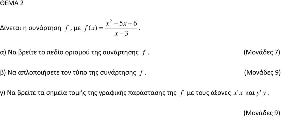 (Μονάδες 7) β) Να απλοποιήσετε τον τύπο της συνάρτησης f.