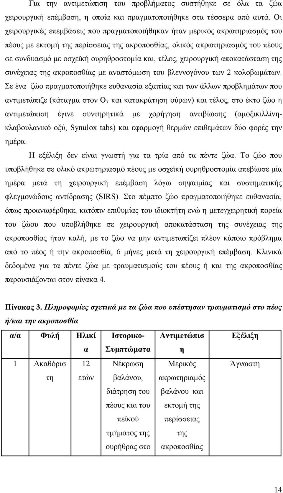 θαη, ηέινο, ρεηξνπξγηθή απνθαηάζηαζε ηεο ζπλέρεηαο ηεο αθξνπνζζίαο κε αλαζηφκσζε ηνπ βιελλνγφλνπ ησλ 2 θνινβσκάησλ.