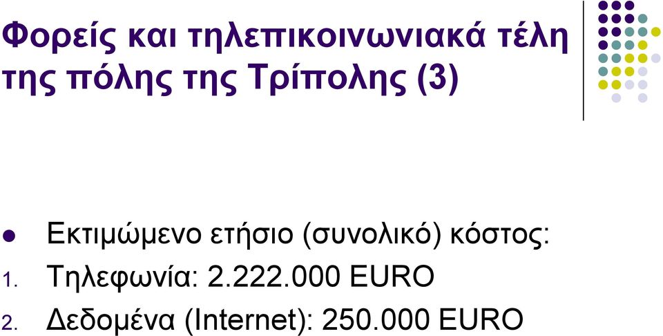 (ζπλνιηθό) θόζηνο: 1. Τειεθσλία: 2.222.