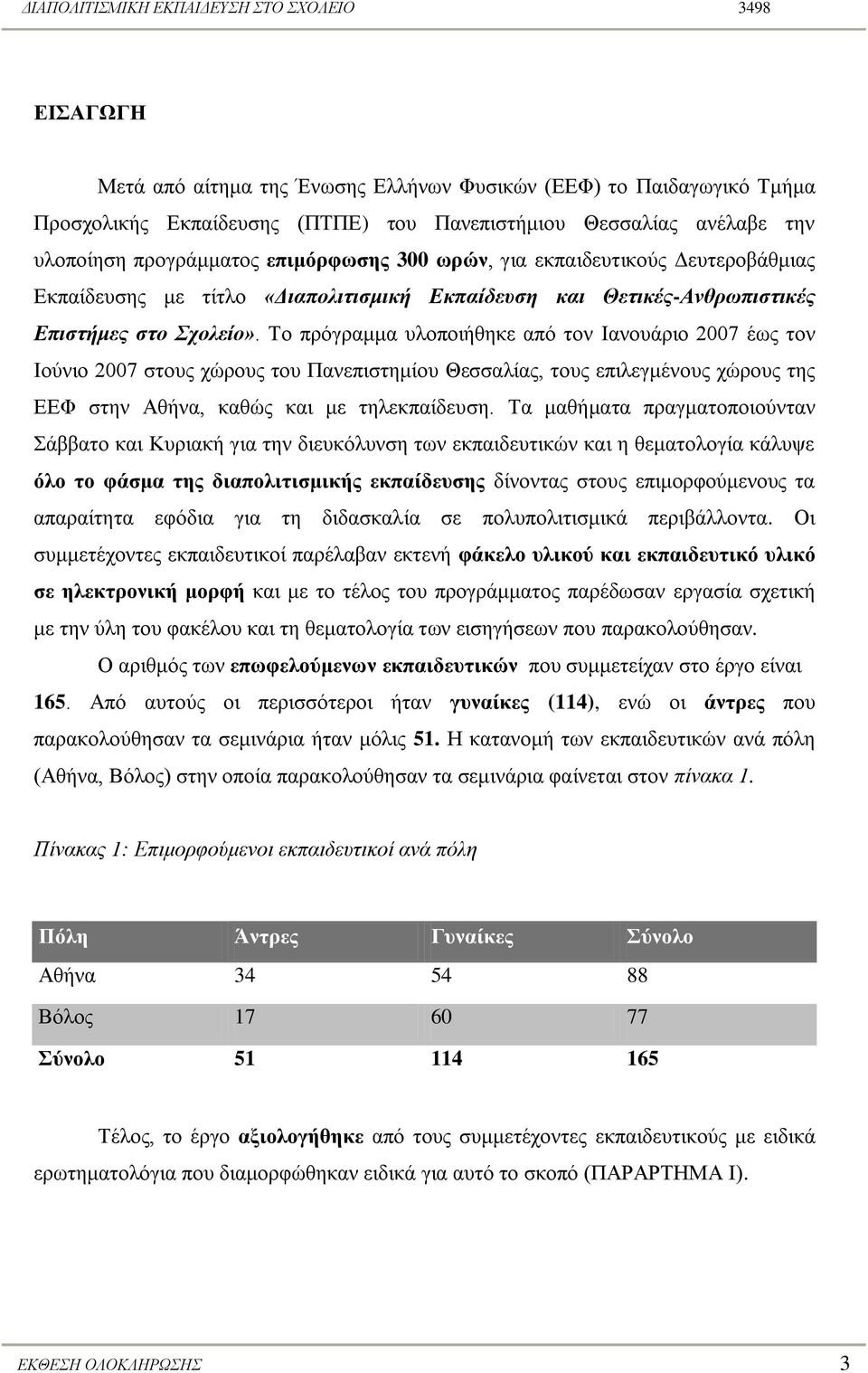 Σν πξόγξακκα πινπνηήζεθε από ηνλ Ηαλνπάξην 2007 έσο ηνλ Ηνύλην 2007 ζηνπο ρώξνπο ηνπ Παλεπηζηεκίνπ Θεζζαιίαο, ηνπο επηιεγκέλνπο ρώξνπο ηεο ΔΔΦ ζηελ Αζήλα, θαζώο θαη κε ηειεθπαίδεπζε.