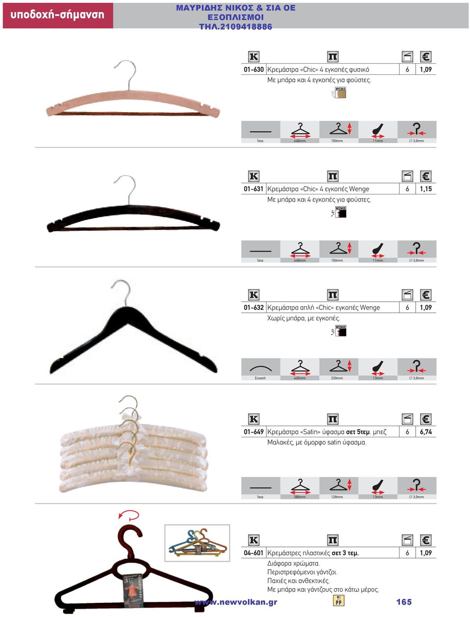 Ίσια 440mm 150mm 11mm 3,0mm 01-632 Κρεμάστρα απλή «Chic» εγκοπές Wenge 6 1,09 Χωρίς μπάρα, με εγκοπές.