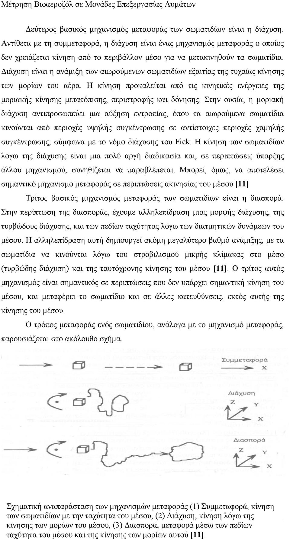 Διάχυση είναι η ανάμιξη των αιωρούμενων σωματιδίων εξαιτίας της τυχαίας κίνησης των μορίων του αέρα.