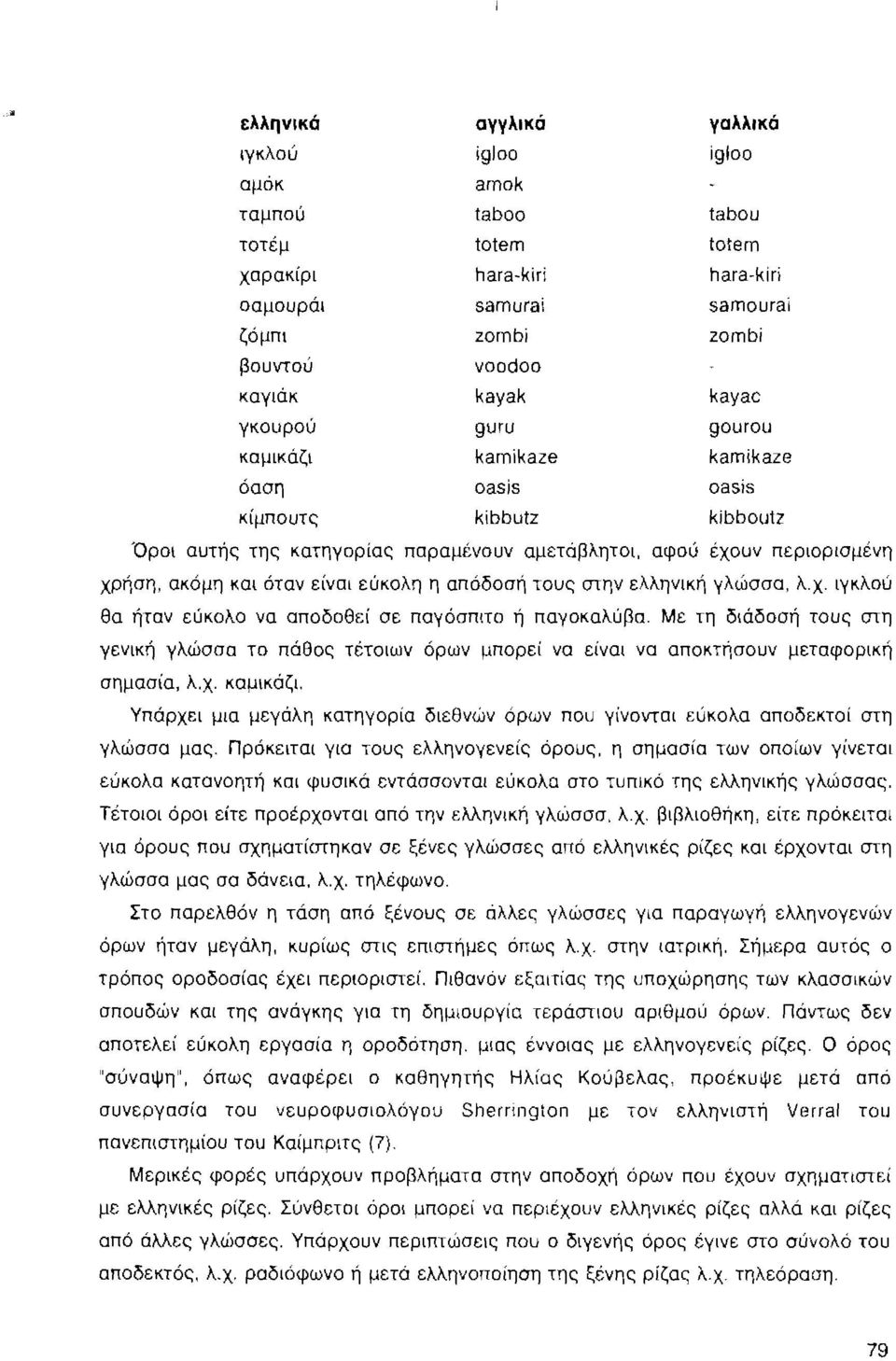 απόδοσή τους στην ελληνική γλώσσα, λ.χ. ιγκλού θα ήταν εύκολο να αποδοθεί σε παγόσπιτο ή παγοκαλύβα.