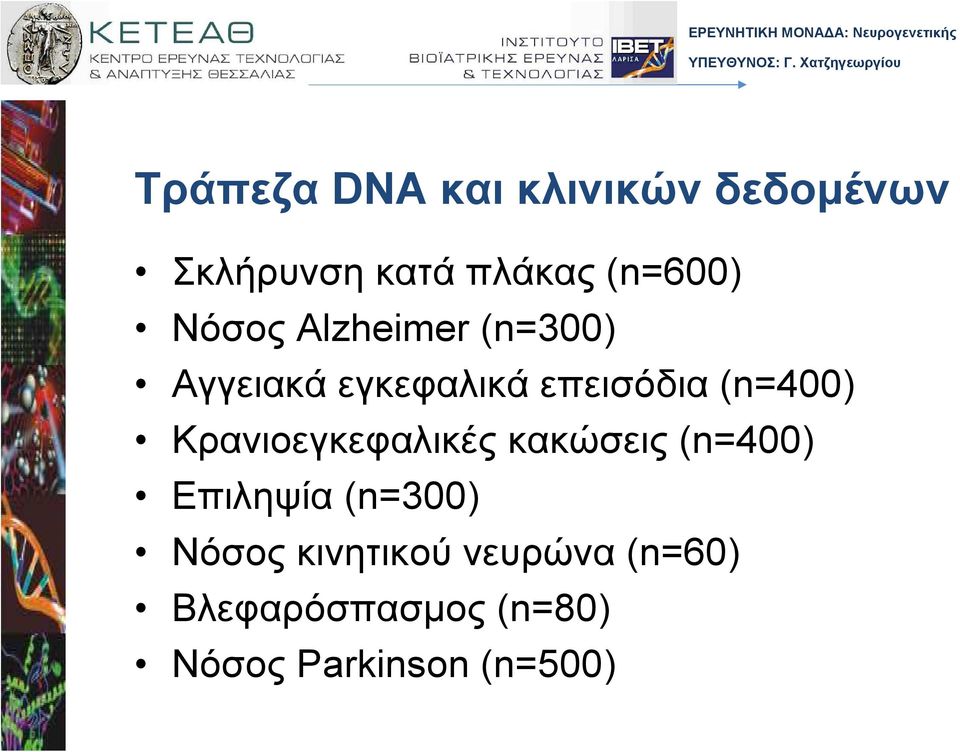 (n=400) Κρανιοεγκεφαλικές κακώσεις (n=400) Επιληψία (n=300)