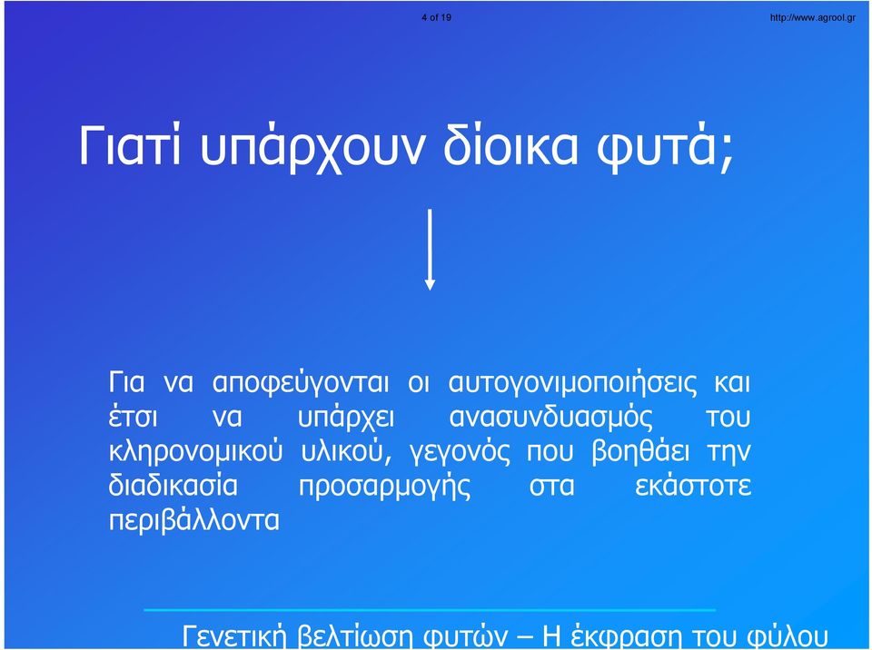 αυτογονιμοποιήσεις και έτσι να υπάρχει ανασυνδυασμός του