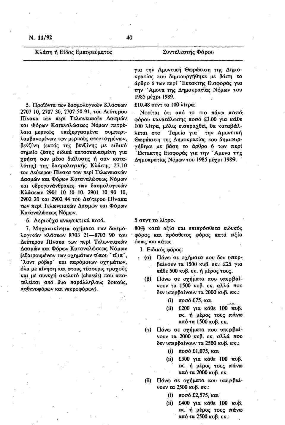 της βενζίνης με ειδικό σημείο ζέσης ειδικά κατασκευασμένη για χρήση σαν μέσο διάλυσης ή σαν καταλύτης) της δασμολογικής Κλάσης 27.