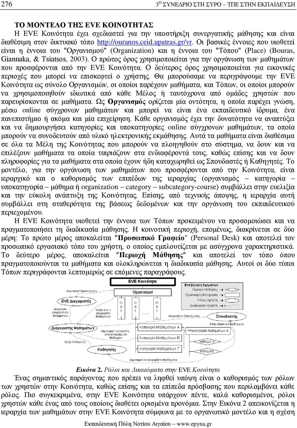 Ο πρώτος όρος χρησιμοποιείται για την οργάνωση των μαθημάτων που προσφέρονται από την EVE Κοινότητα. Ο δεύτερος όρος χρησιμοποιείται για εικονικές περιοχές που μπορεί να επισκεφτεί ο χρήστης.