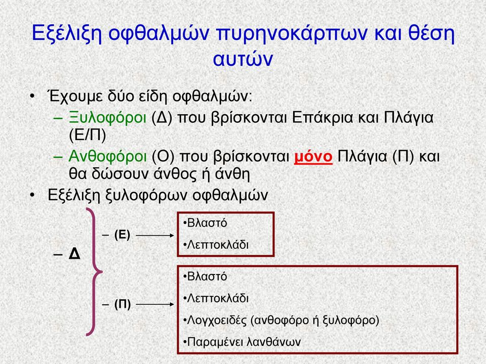 Πιάγηα (Π) θαη ζα δώζνπλ άλζνο ή άλζε Δμέιημε μπινθόξσλ νθζαικώλ Γ (Δ) (Π)