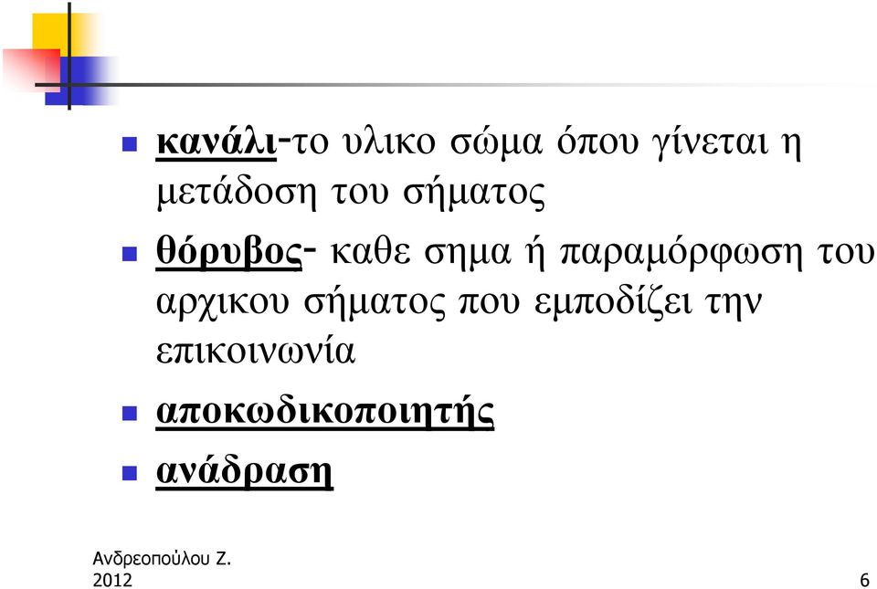 παραμόρφωση του αρχικου σήματος που