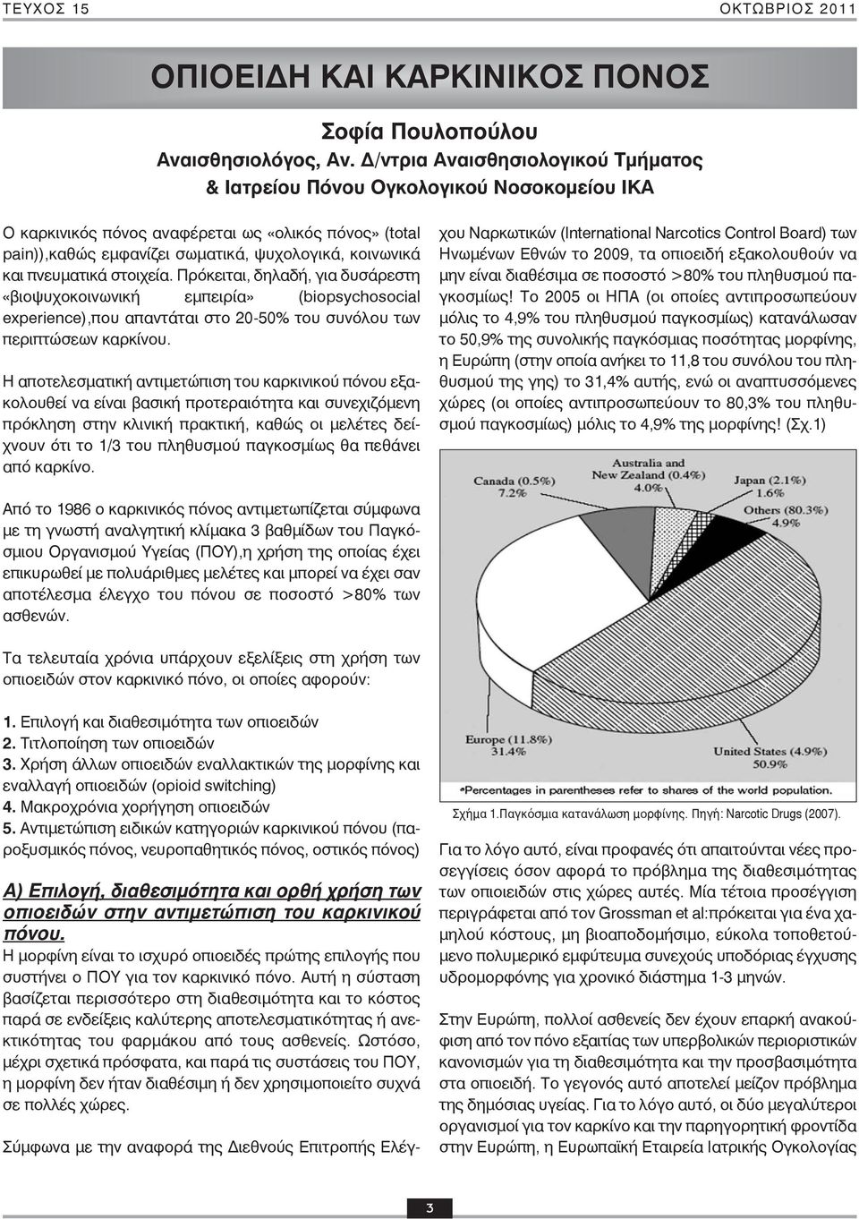 πνευματικά στοιχεία. Πρόκειται, δηλαδή, για δυσάρεστη «βιοψυχοκοινωνική εμπειρία» (biopsychosocial experience),που απαντάται στο 20-50% του συνόλου των περιπτώσεων καρκίνου.