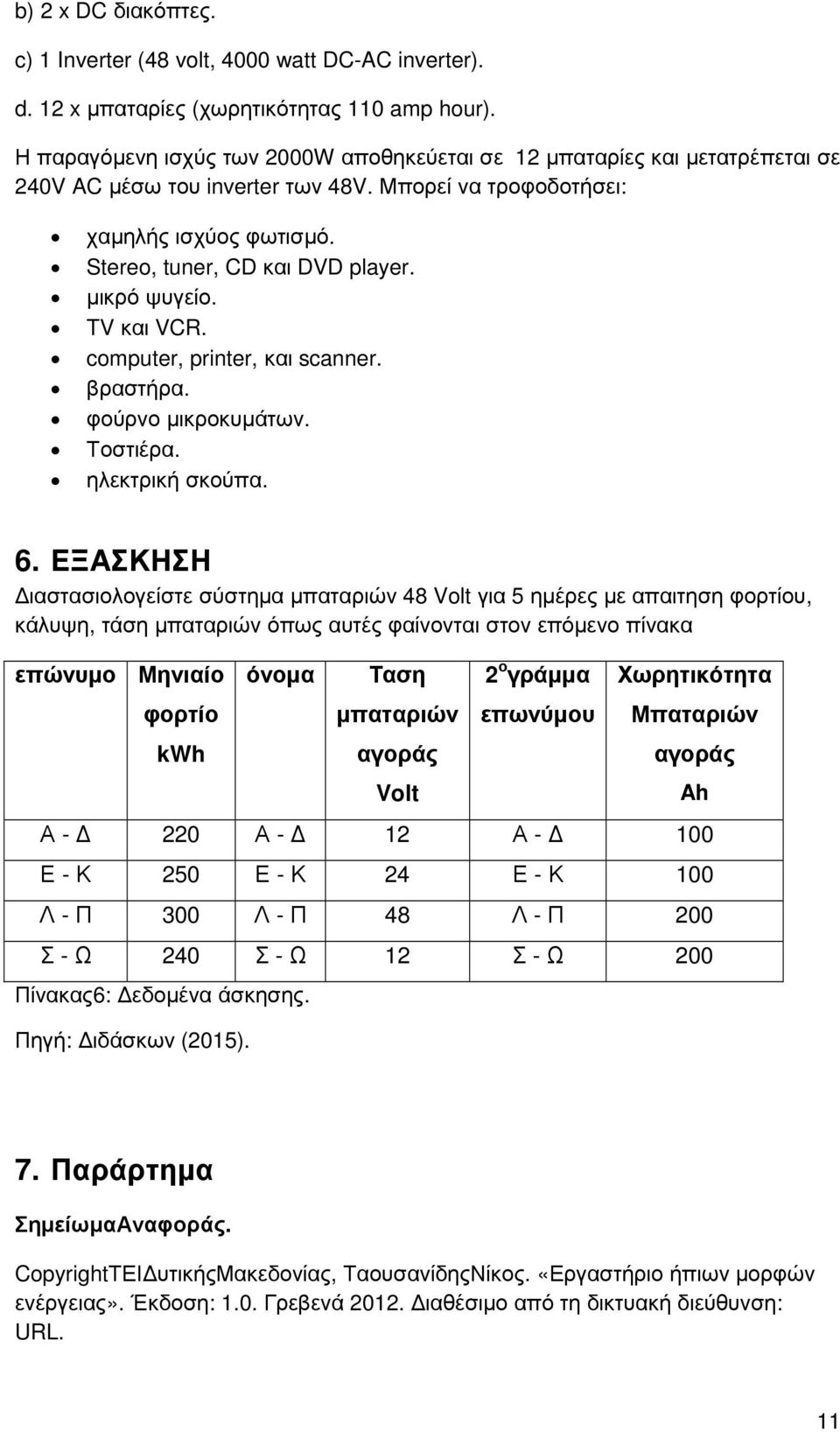 µικρό ψυγείο. TV και VCR. computer, printer, και scanner. βραστήρα. φούρνο µικροκυµάτων. Τοστιέρα. ηλεκτρική σκούπα. 6.