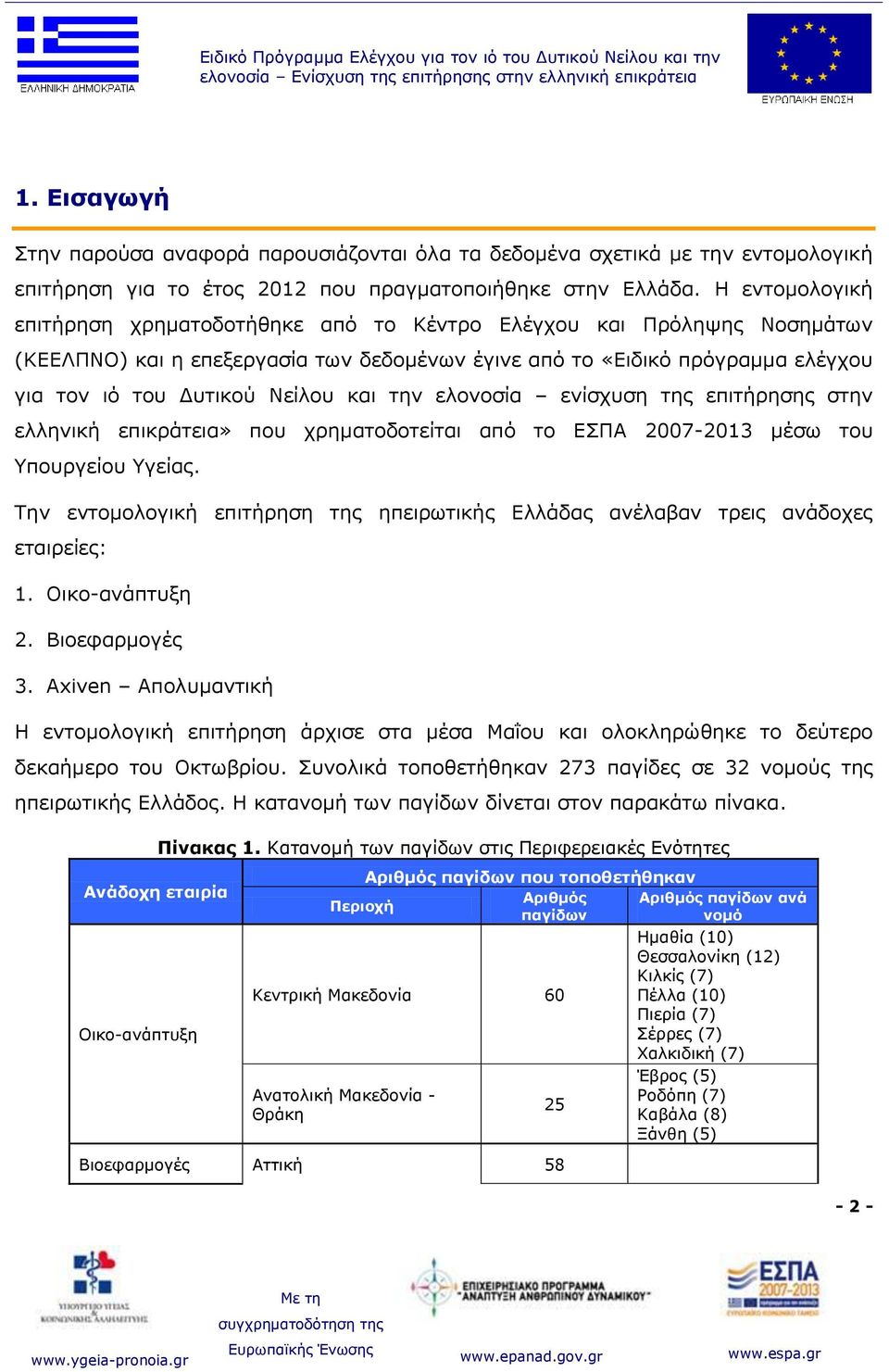 θαη ηελ εινλνζία ελίζρπζε ηεο επηηήξεζεο ζηελ ειιεληθή επηθξάηεηα» πνπ ρξεκαηνδνηείηαη από ην ΔΠΞΑ 2007-2013 κέζσ ηνπ πνπξγείνπ γείαο.