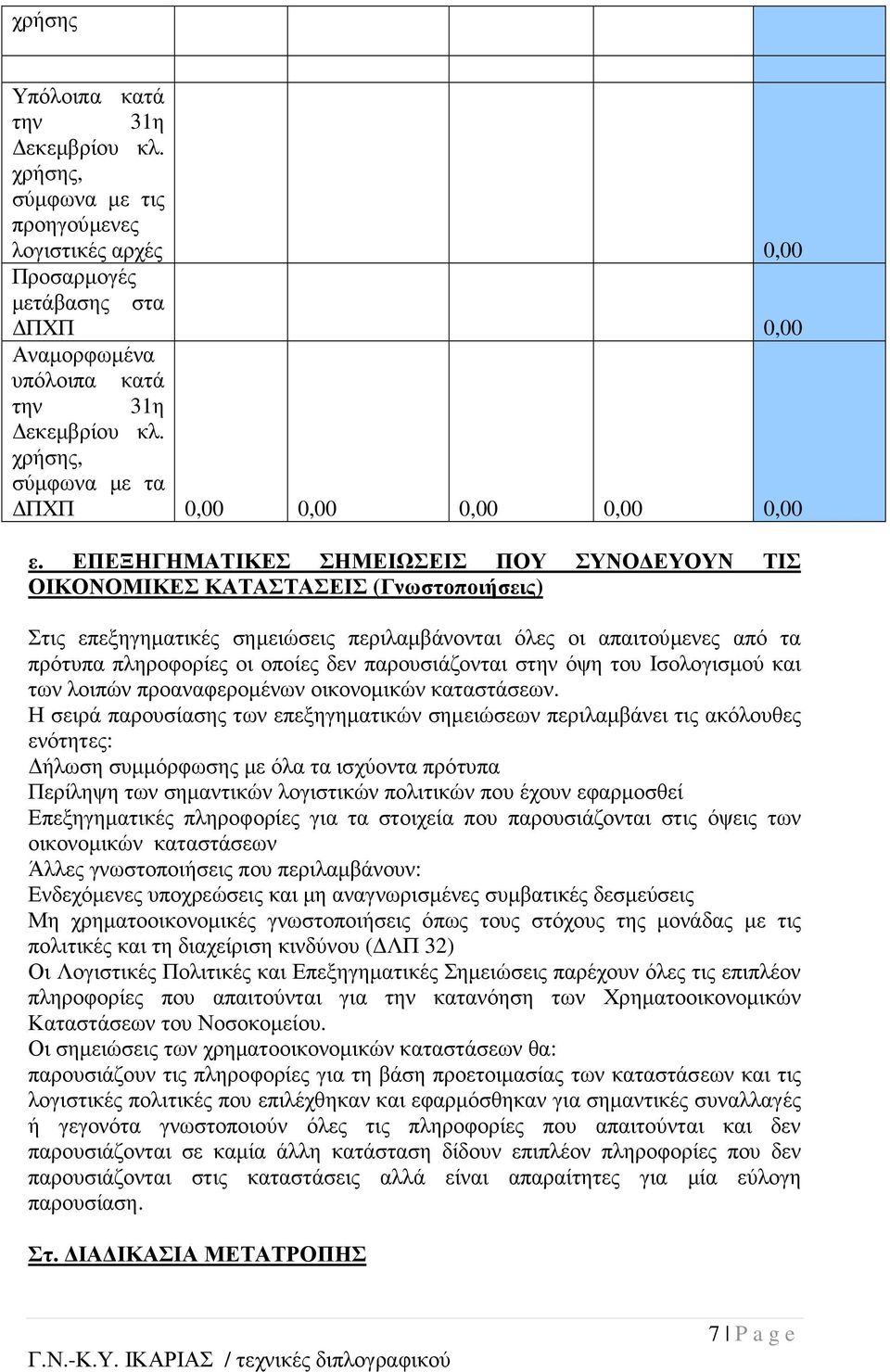 ΕΠΕΞΗΓΗΜΑΤΙΚΕΣ ΣΗΜΕΙΩΣΕΙΣ ΠΟΥ ΣΥΝΟ ΕΥΟΥΝ ΤΙΣ ΟΙΚΟΝΟΜΙΚΕΣ ΚΑΤΑΣΤΑΣΕΙΣ (Γνωστοποιήσεις) Στις επεξηγηµατικές σηµειώσεις περιλαµβάνονται όλες οι απαιτούµενες από τα πρότυπα πληροφορίες οι οποίες δεν