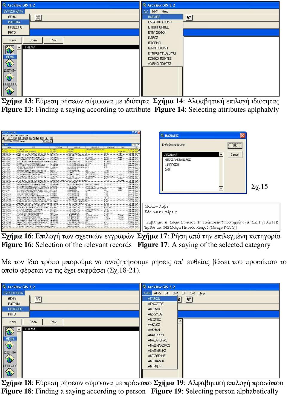 15 Σχήµα 16: Επιλογή των σχετικών εγγραφών Σχήµα 17: Ρήση από την επιλεγµένη κατηγορία Figure 16: Selection of the relevant records Figure 17: A saying of the