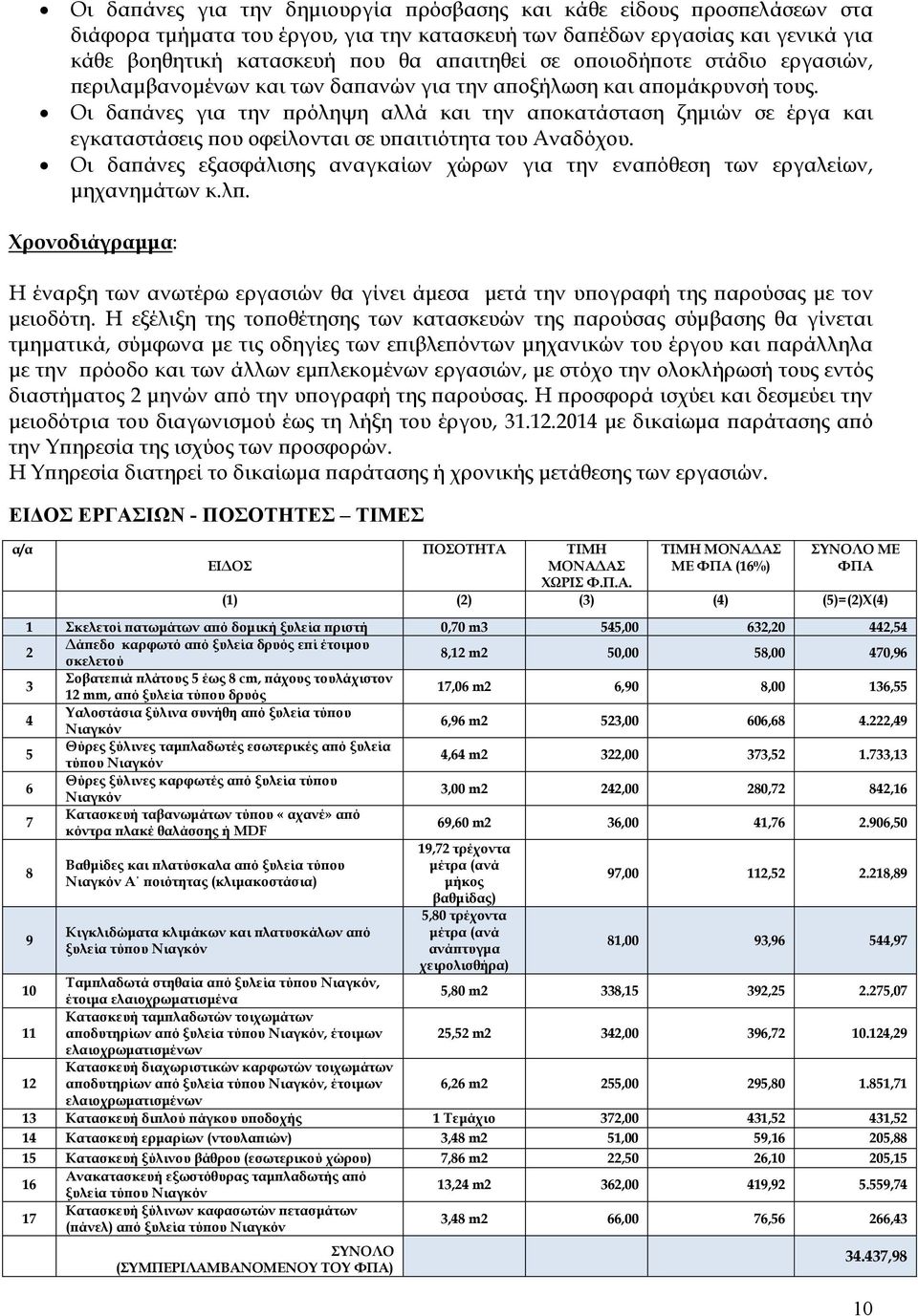 Οι δα άνες για την ρόληψη αλλά και την α οκατάσταση ζηµιών σε έργα και εγκαταστάσεις ου οφείλονται σε υ αιτιότητα του Αναδόχου.